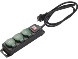 Tischsteckdosenleiste 3-fach IP44 Kontrollschalter