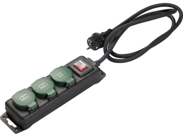 Tischsteckdosenleiste 3-fach IP44 Kontrollschalter
