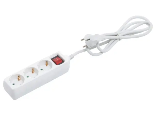 Steckdosenleiste 3-fach mit Schalter Weiß