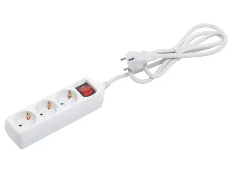 Steckdosenleiste 3-fach mit Schalter Weiß