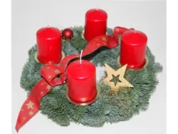 Adventskranz mit 4 Kerze Ø 30 cm Rot-Gold