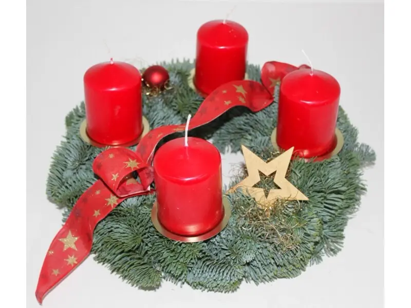 Adventskranz mit 4 Kerze Ø 30 cm Rot-Gold