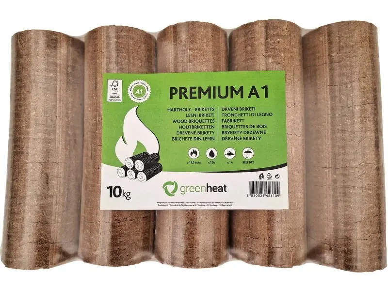 Greenheat Premium Hartholzbriketts in PVC 10 kg