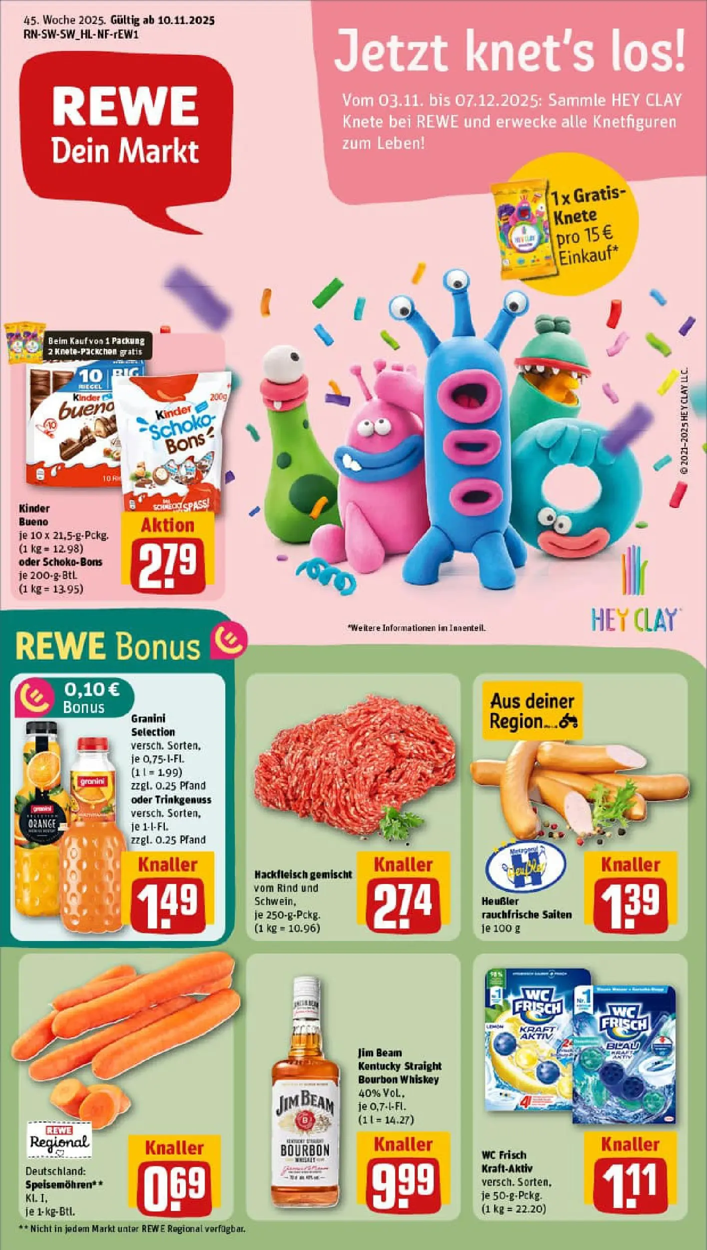 REWE Prospekt ab 02.11.2025 zum Blättern » Angebote | Seite: 1 | Produkte: Jim beam, Wc frisch, Granini, Bourbon