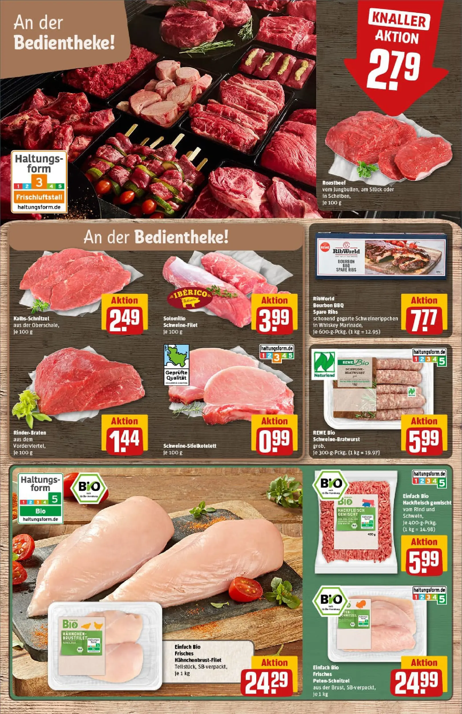 REWE Prospekt ab 02.11.2025 zum Blättern » Angebote | Seite: 9 | Produkte: Hahnchen, Roastbeef, Putenschnitzel, Bourbon