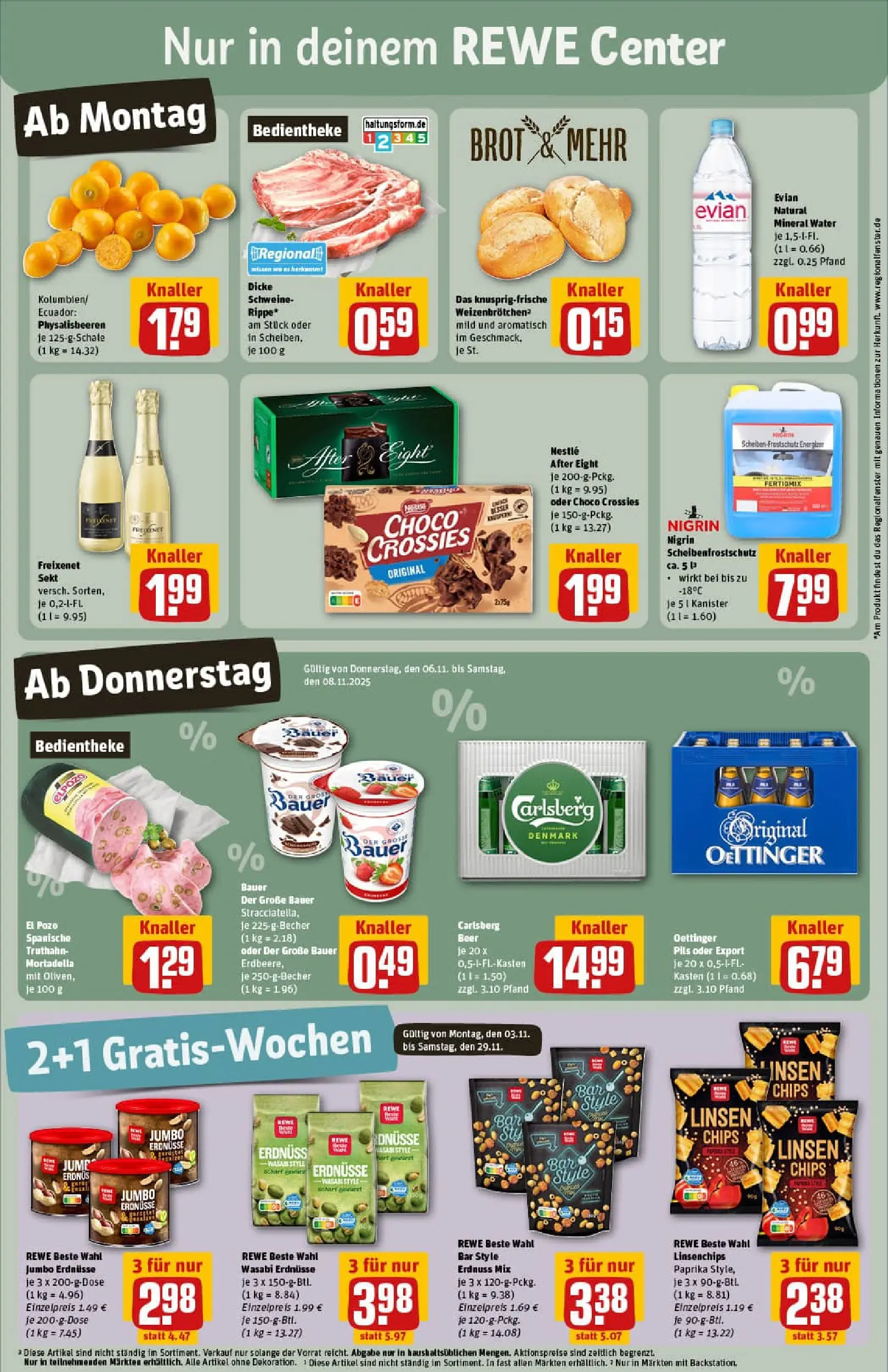 REWE Prospekt ab 02.11.2025 zum Blättern » Angebote | Seite: 3 | Produkte: Pils, Oettinger, Paprika, Brot