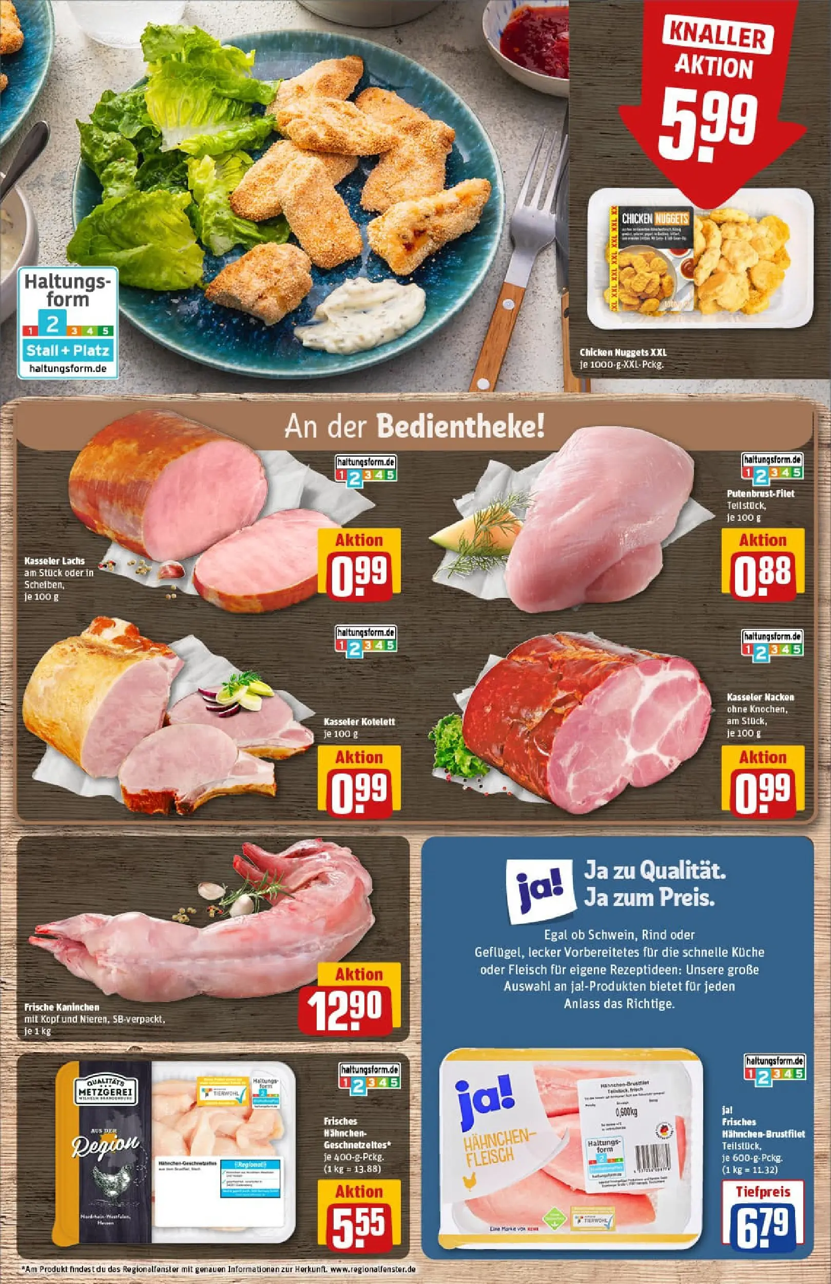 REWE Prospekt ab 02.11.2025 zum Blättern » Angebote | Seite: 8 | Produkte: Hahnchen, Kaninchen, Kasseler nacken, Fleisch
