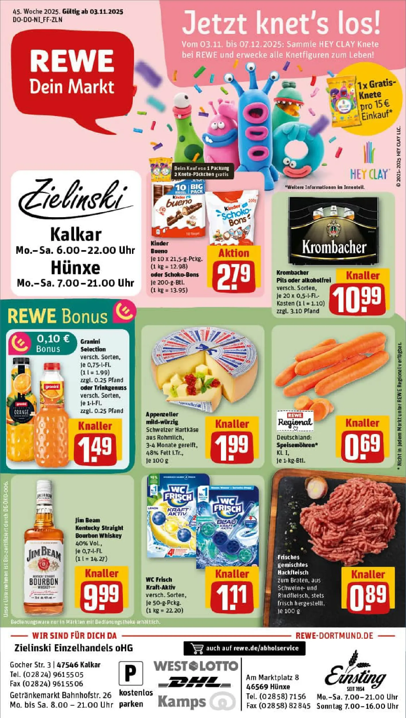 REWE Prospekt ab 02.11.2025 zum Blättern » Angebote | Seite: 1 | Produkte: Jim beam, Kinder bueno, Wc frisch, Uhr