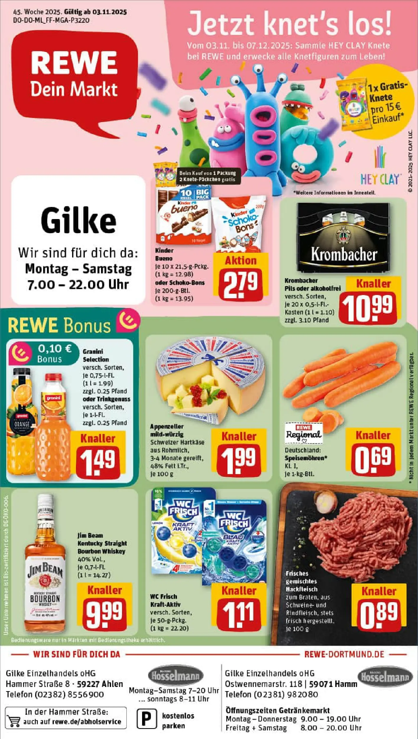 REWE Prospekt ab 02.11.2025 zum Blättern » Angebote | Seite: 1 | Produkte: Theke, Pils, Bourbon, Uhr