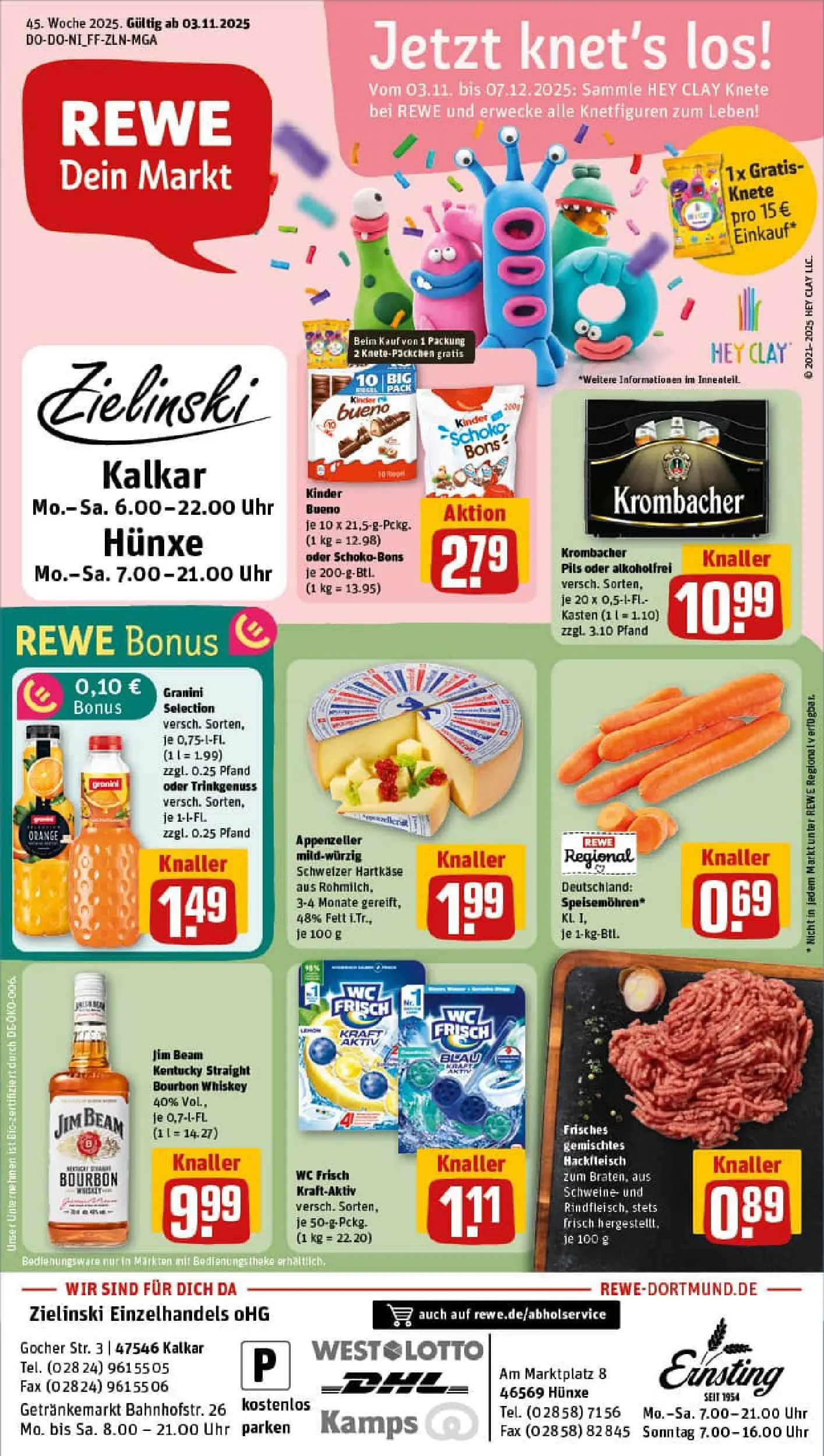 REWE Prospekt ab 02.11.2025 zum Blättern » Angebote | Seite: 1 | Produkte: Pils, Kinder bueno, Wc frisch, Granini