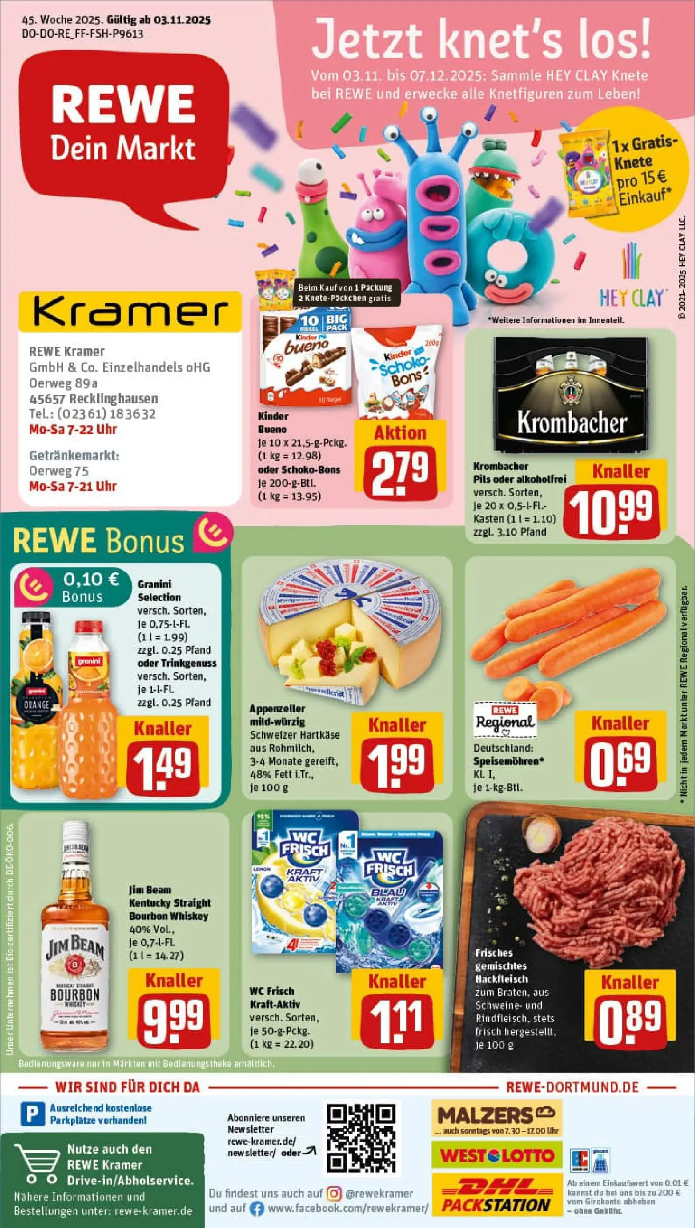 REWE Prospekt ab 02.11.2025 zum Blättern » Angebote | Seite: 1 | Produkte: Jim beam, Pils, Granini, Krombacher