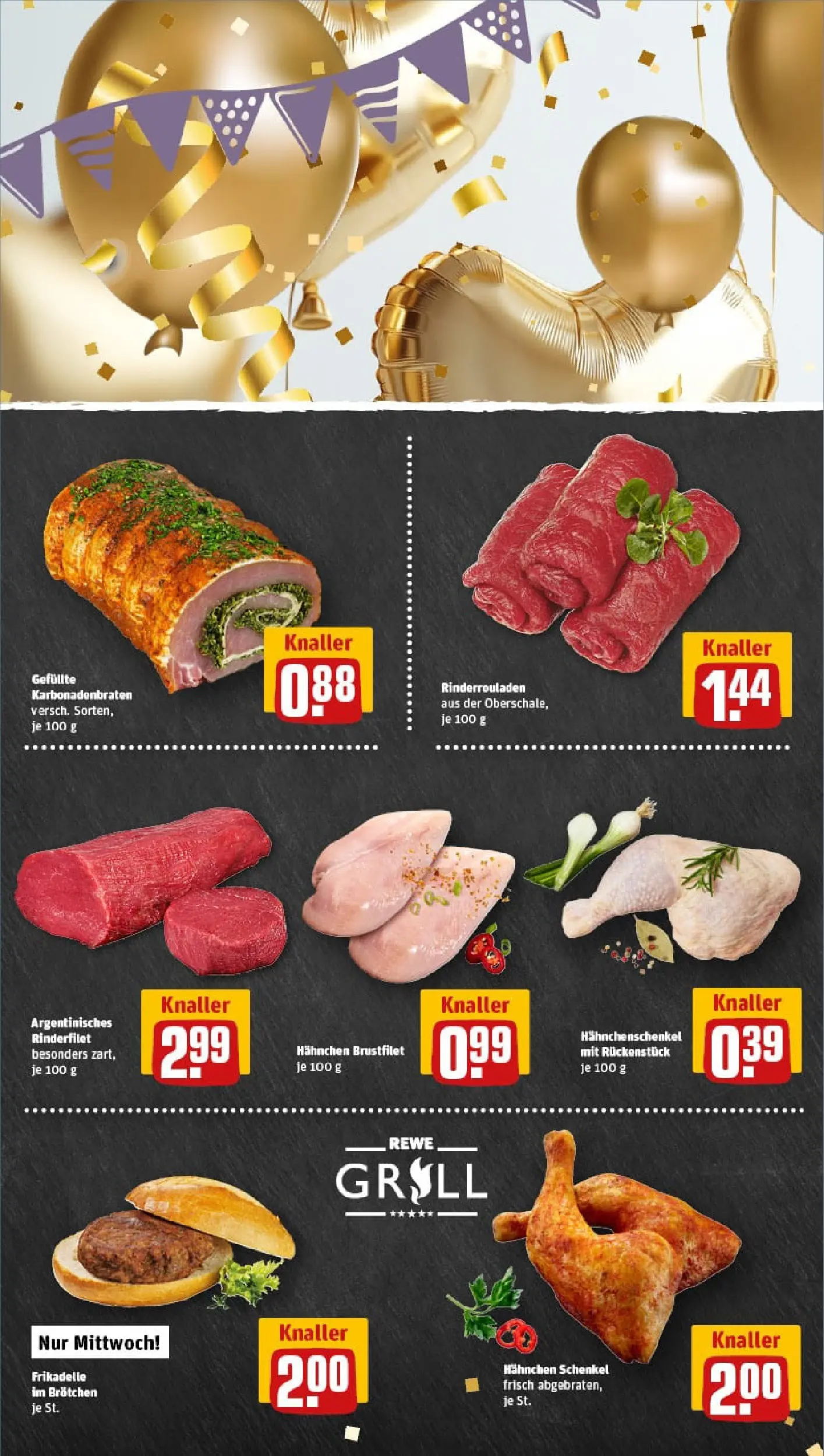 REWE Prospekt ab 02.11.2025 zum Blättern » Angebote | Seite: 2 | Produkte: Rinderrouladen, Hahnchen, Hahnchenschenkel, Rinderfilet