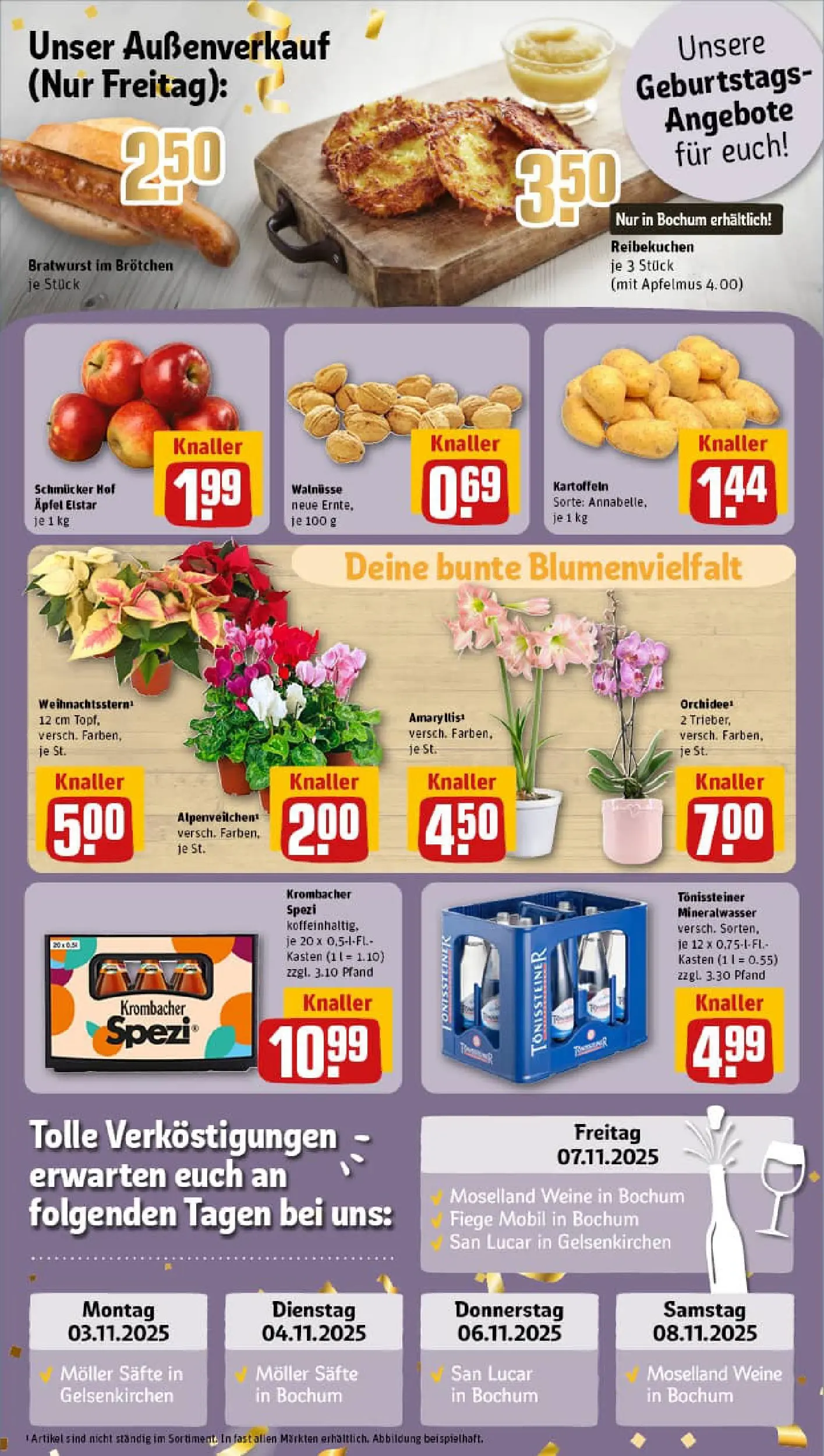 REWE Prospekt ab 02.11.2025 zum Blättern » Angebote | Seite: 4 | Produkte: Walnüsse, Bratwurst, Äpfel, Kartoffeln