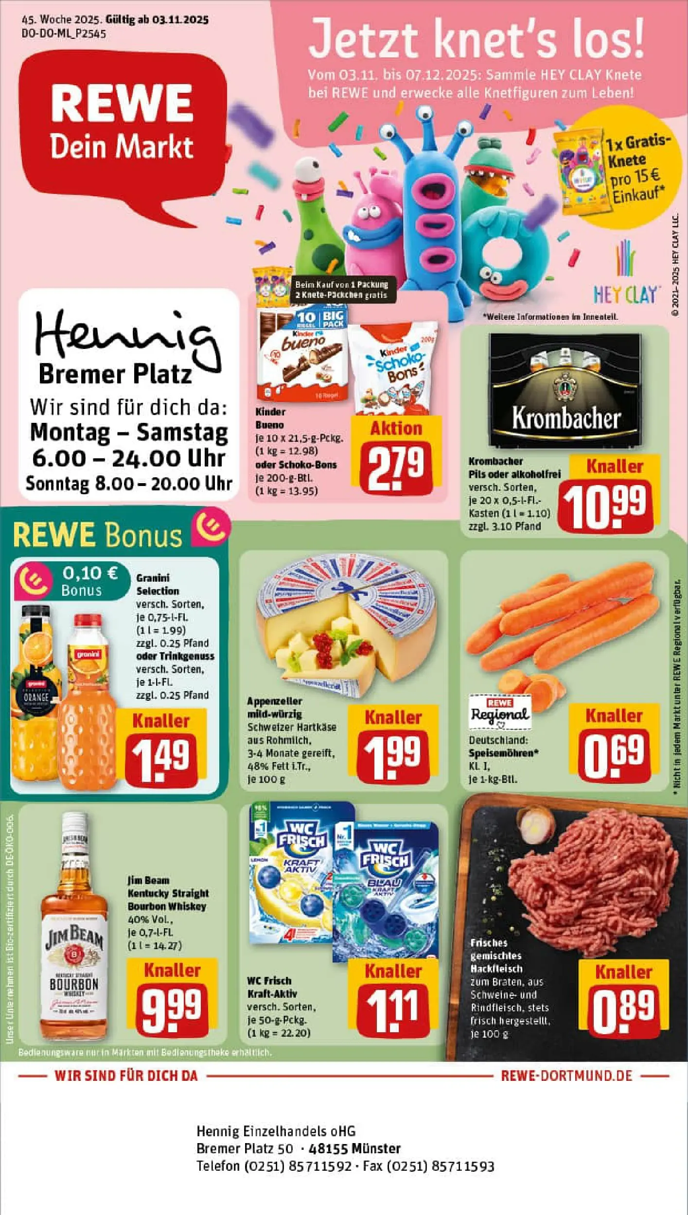 REWE Prospekt ab 02.11.2025 zum Blättern » Angebote | Seite: 1 | Produkte: Wc frisch, Granini, Bourbon, Whiskey
