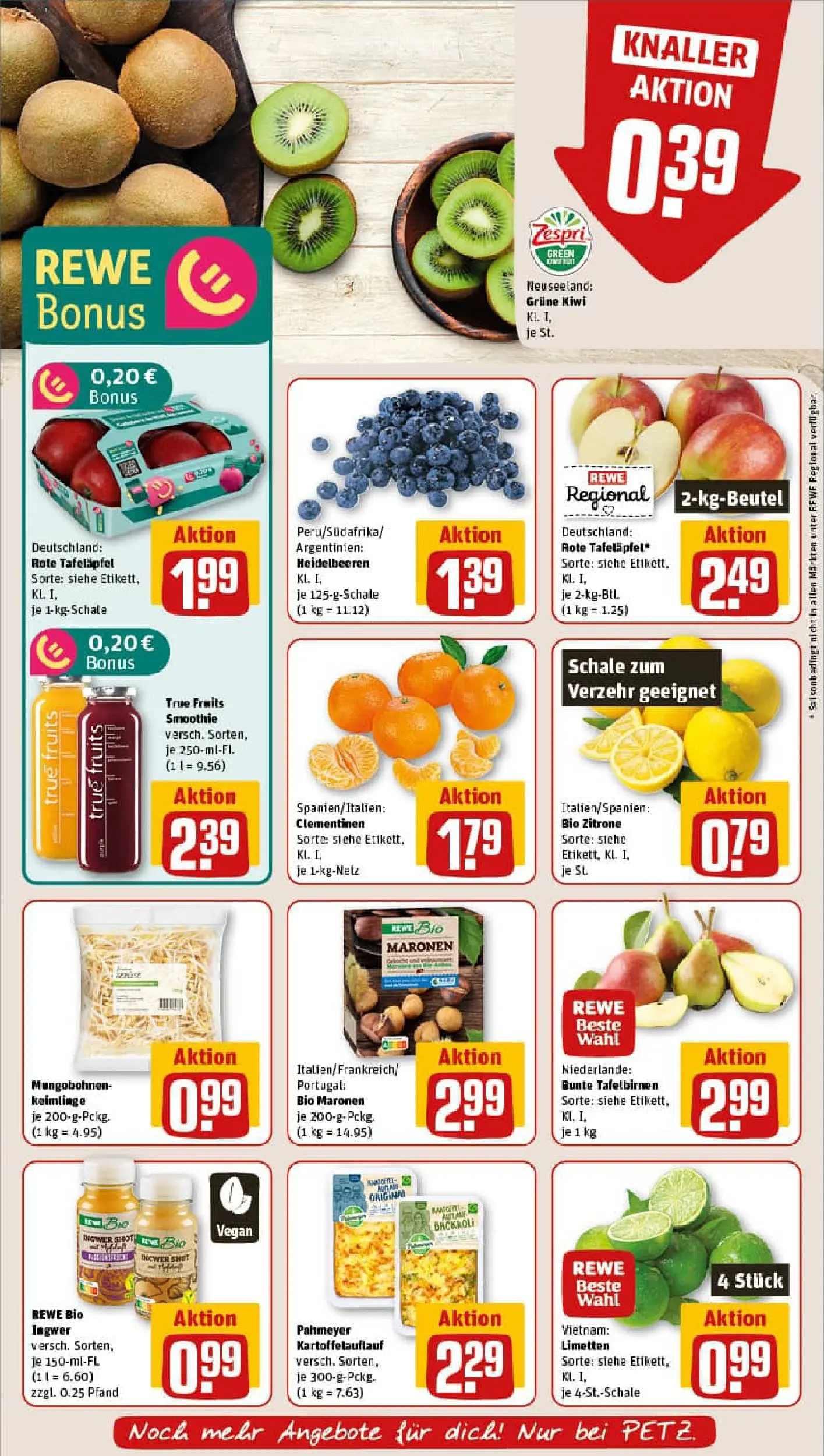 REWE Prospekt ab 02.11.2025 zum Blättern » Angebote | Seite: 8 | Produkte: Limetten, Heidelbeeren, Zitrone, Kiwi