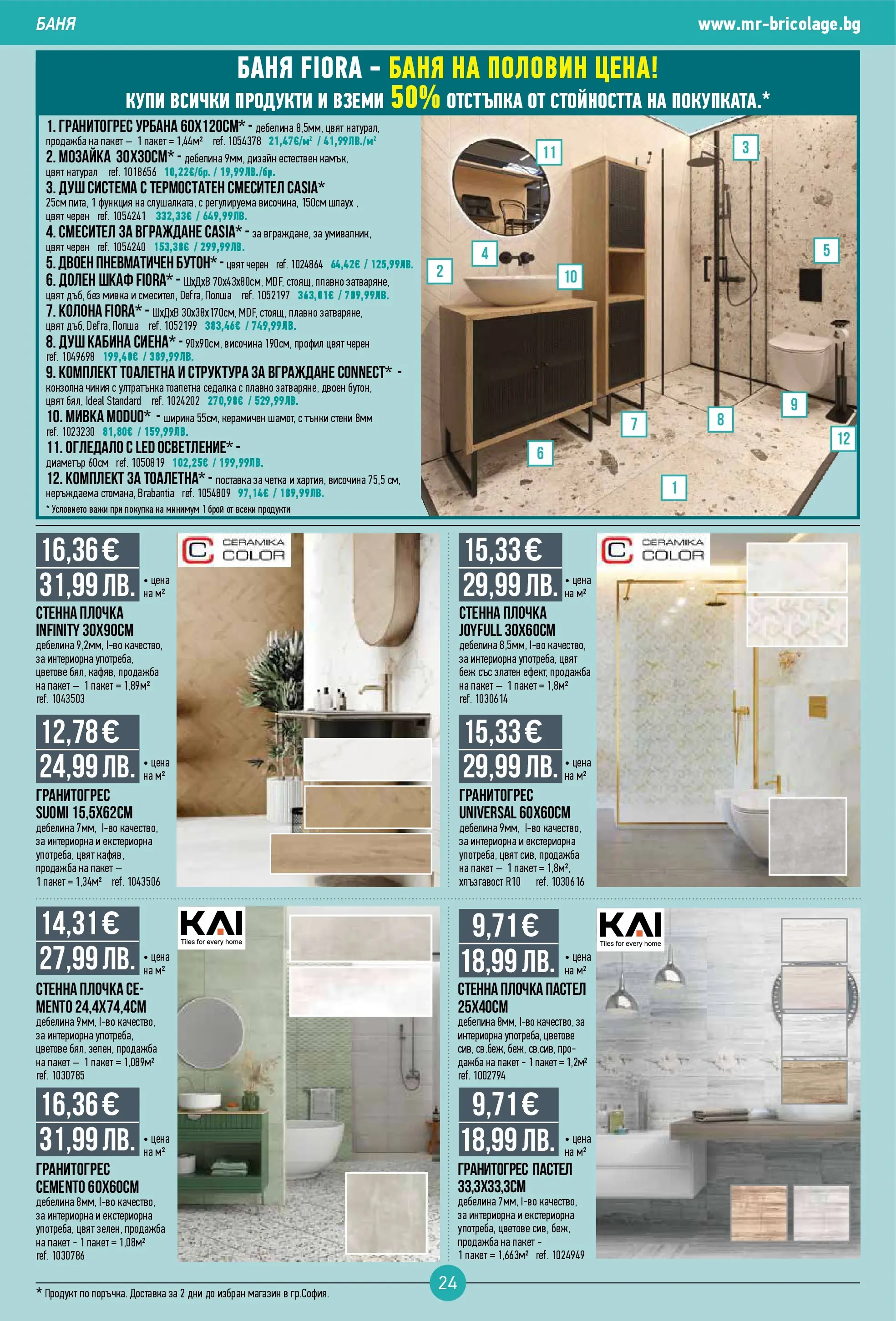 Нова Мосю Бриколаж брошура от 23.10.2025 (Mr.Bricolage) | Страница: 24 | Продукти: Шкаф, Баня, Огледало, Мивка