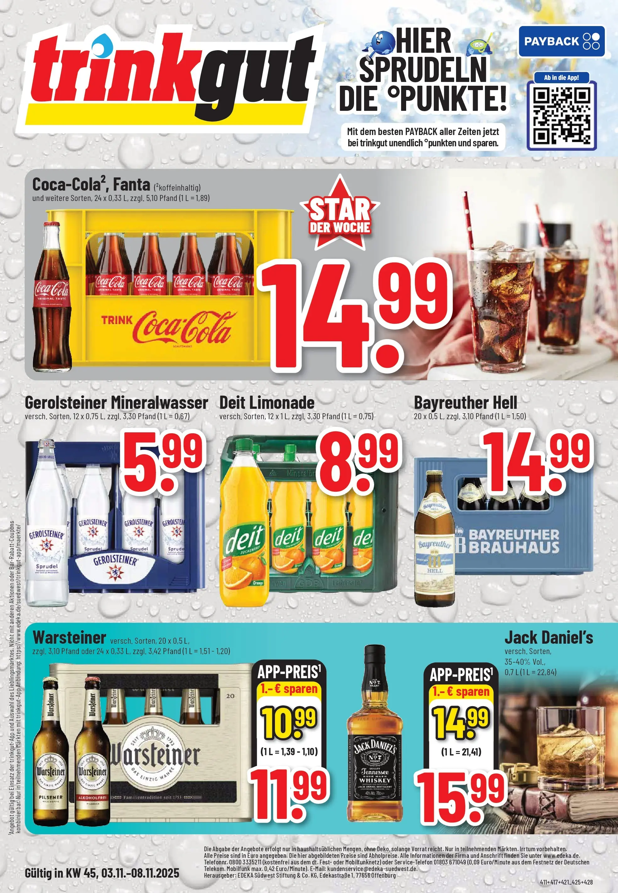 Trinkgut - trinkgut: Wochenangebote (ab 02.11.2025) » Angebote online | Seite: 1 | Produkte: Cola, Limonade, Whiskey, Gerolsteiner