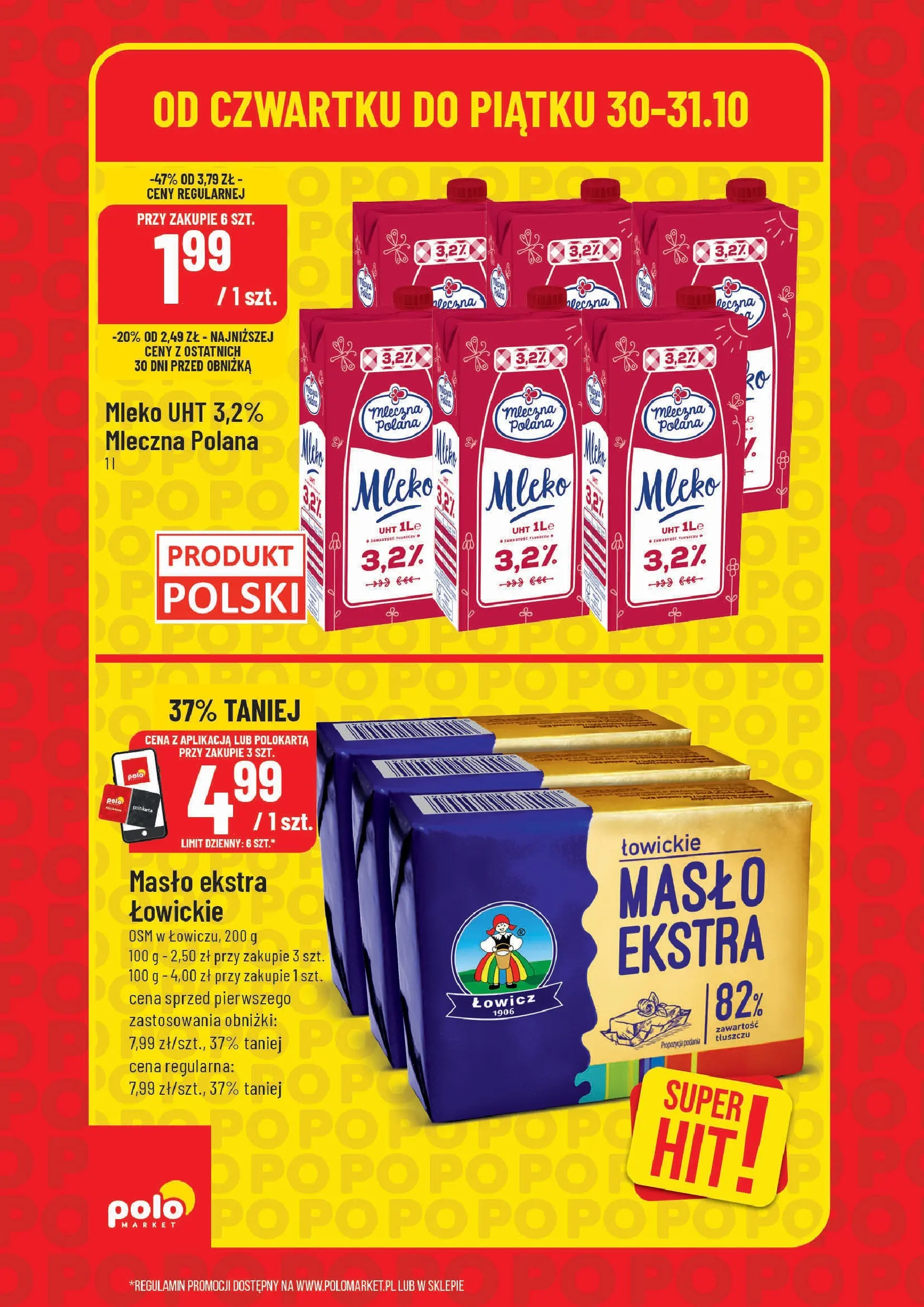 Nowa POLOmarket gazetka od jutra 30.10.2025 (PDF) | Strona: 2 | Produkty: Mleko, Masło