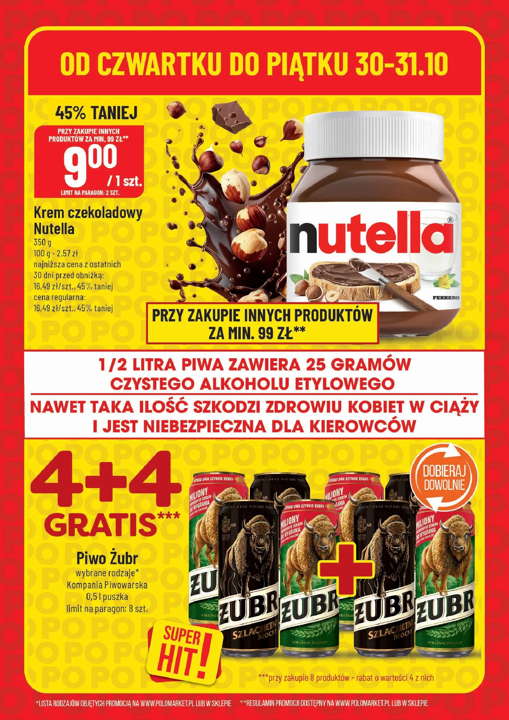 Nowa POLOmarket gazetka od jutra 30.10.2025 (PDF) | Strona: 8 | Produkty: Piwo żubr, Krem czekoladowy, Por, Piwo