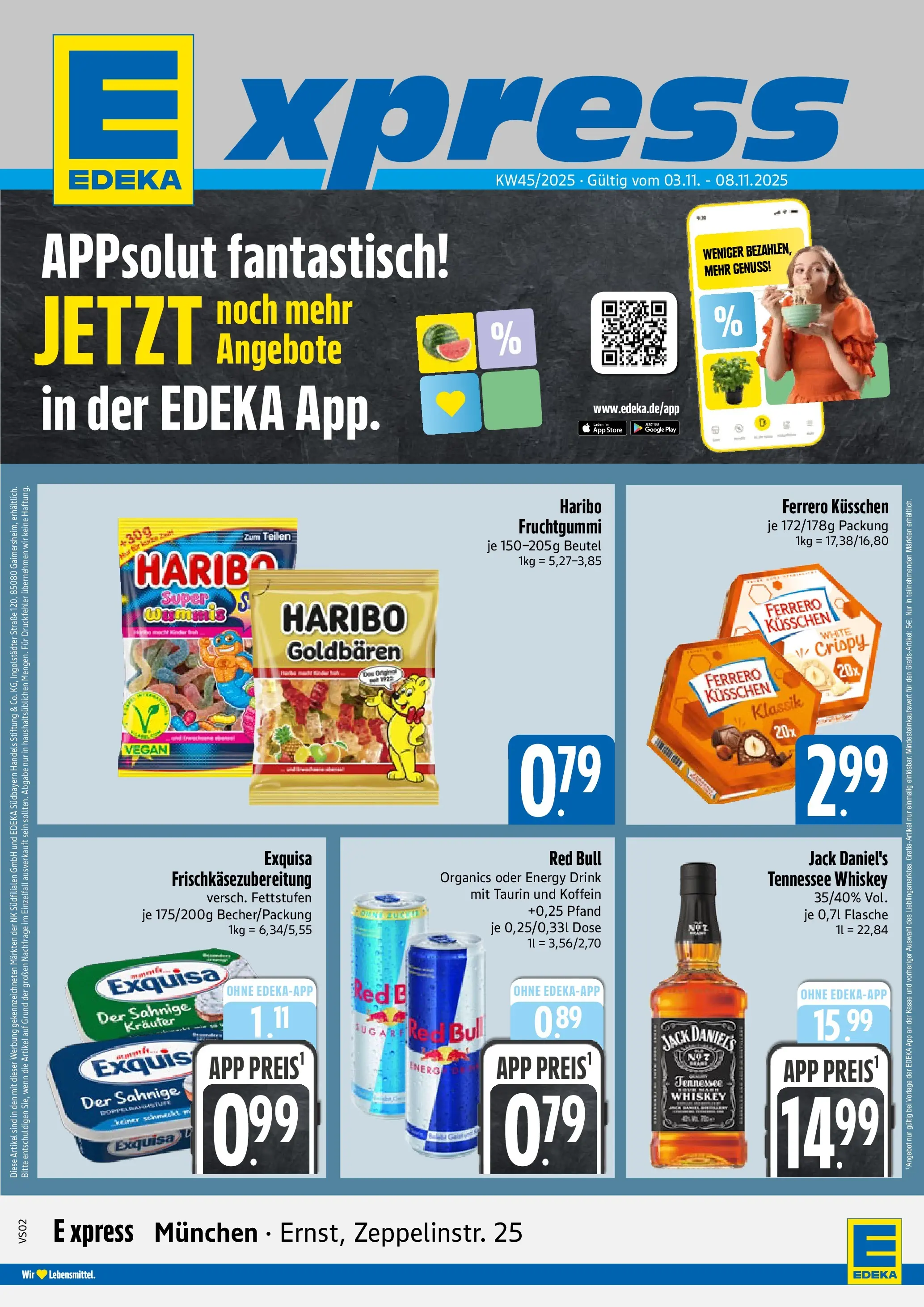 Entdecke - E xpress: Wochenangebote (ab 02.11.2025) zum Blättern | Seite: 1 | Produkte: Red bull, Haribo, Jack Daniel's, Exquisa