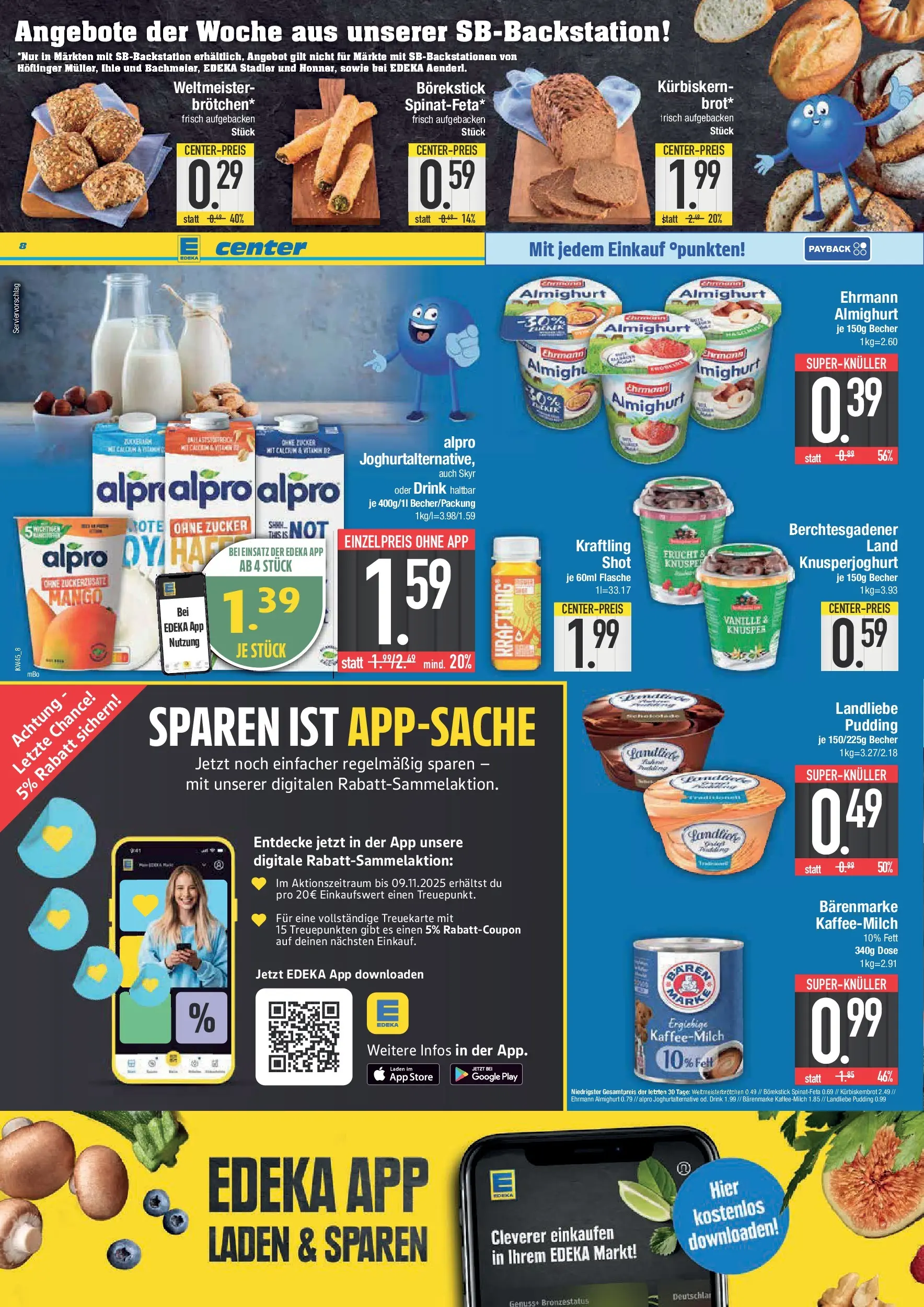 Edeka prospekt Deggendorf	 (ab 02.11.2025) » Angebote Online | Seite: 8 | Produkte: Ehrmann almighurt, Skyr, Zucker, Mango