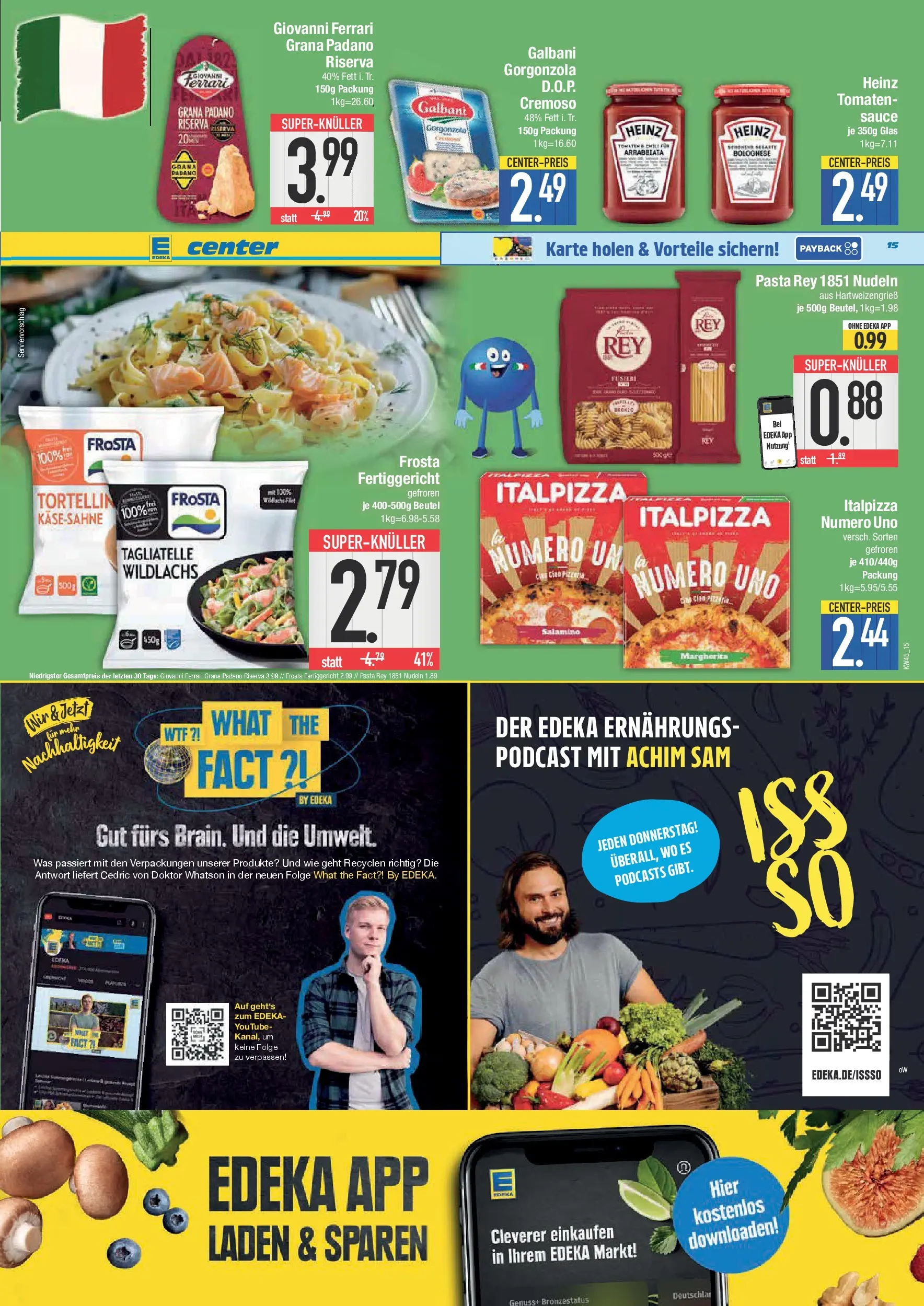 Edeka prospekt Piding	 (ab 02.11.2025) » Angebote Online | Seite: 15 | Produkte: Frosta, Pasta, Pizza, Nudeln