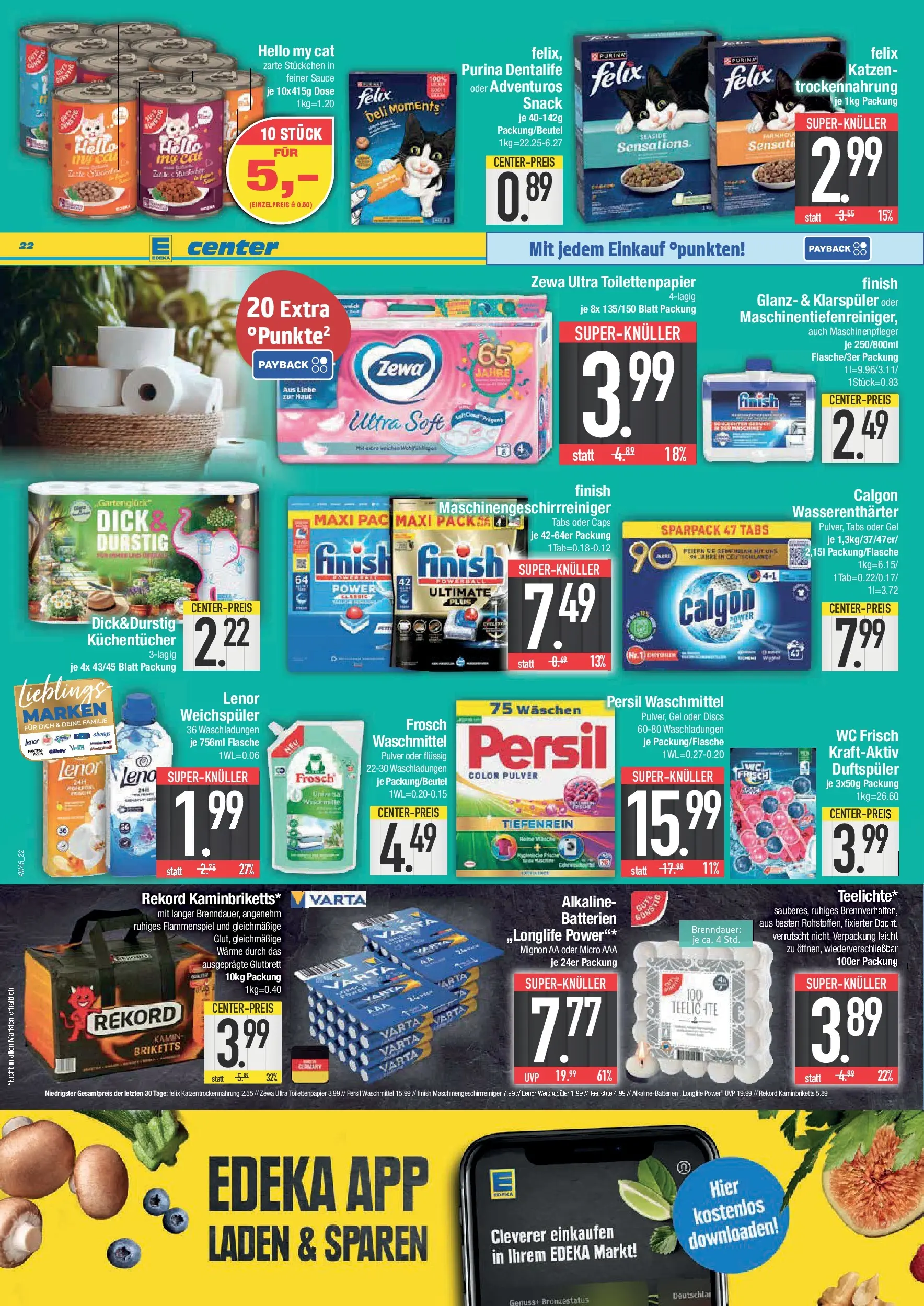 Edeka prospekt Deggendorf	 (ab 02.11.2025) » Angebote Online | Seite: 22 | Produkte: Kamin, Finish, Waschmittel, Klarspüler