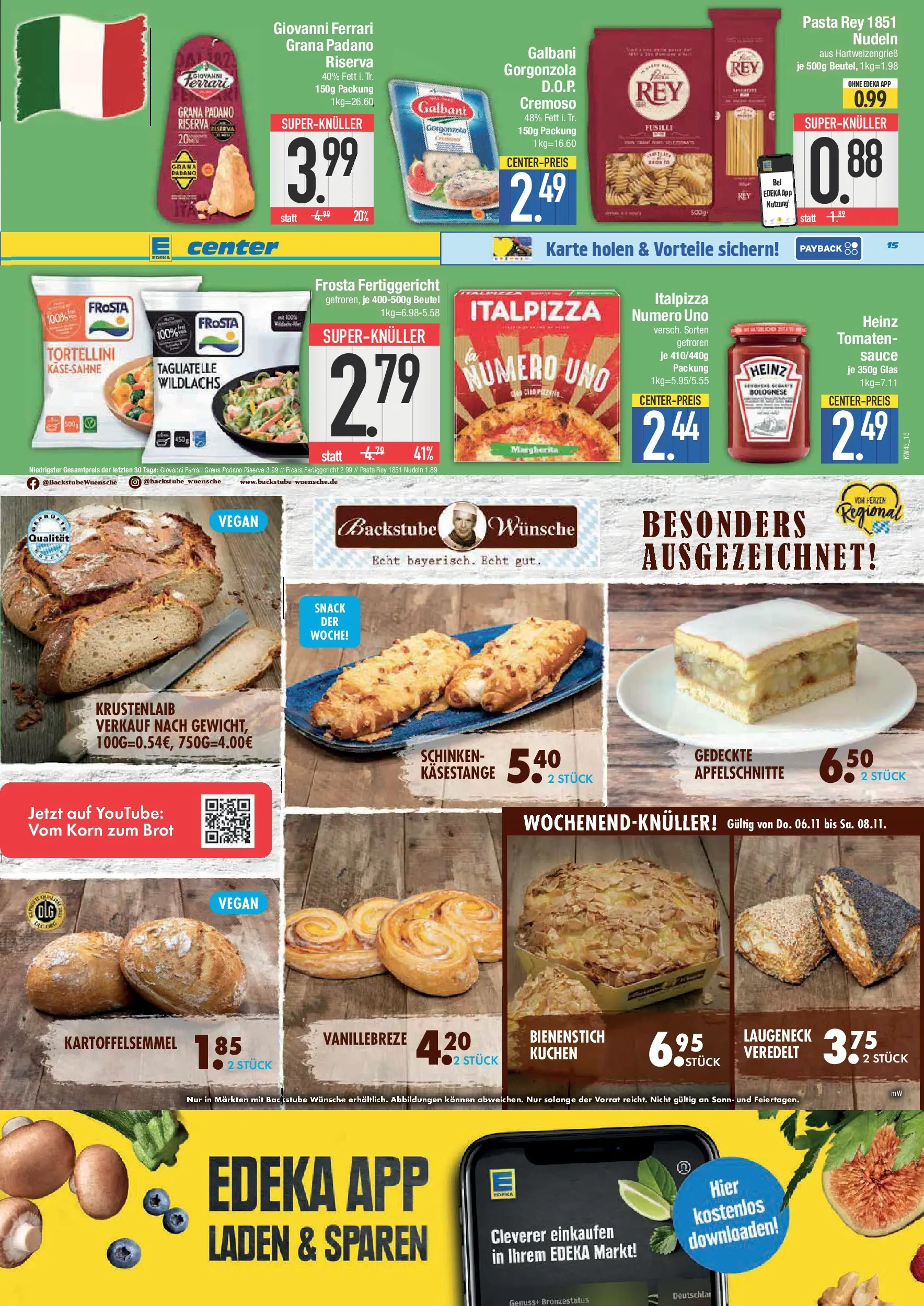 Edeka prospekt Deggendorf	 (ab 02.11.2025) » Angebote Online | Seite: 15 | Produkte: Pasta, Brot, Schinken, Kuchen