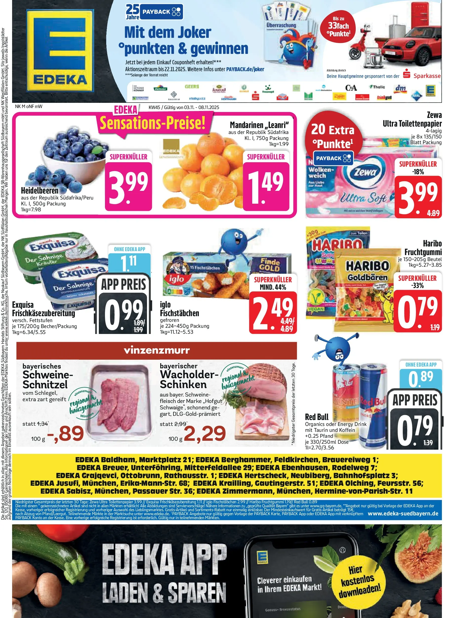Edeka prospekt Unterföhring	 (ab 03.11.2025) » Angebote Online | Seite: 1 | Produkte: Heidelbeeren, Fischstabchen, Schinken, Toilettenpapier