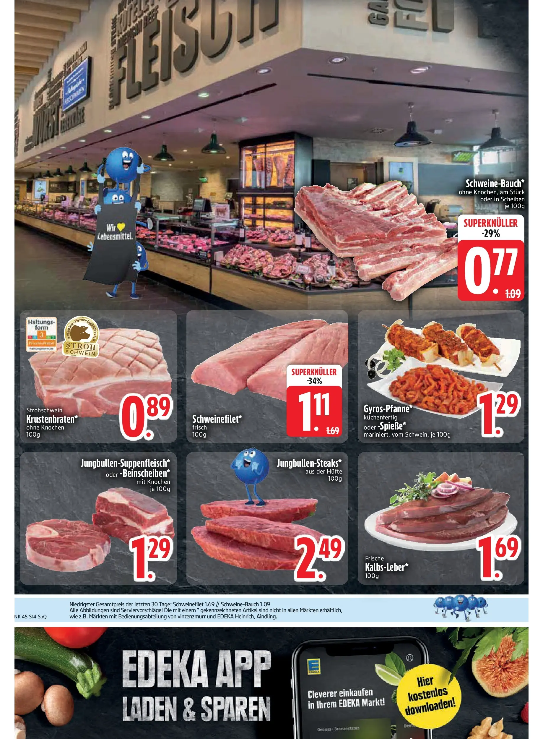 Edeka prospekt Vilgertshofen-Issing	 (ab 02.11.2025) » Angebote Online | Seite: 14 | Produkte: Schweinebauch, Schweinefilet