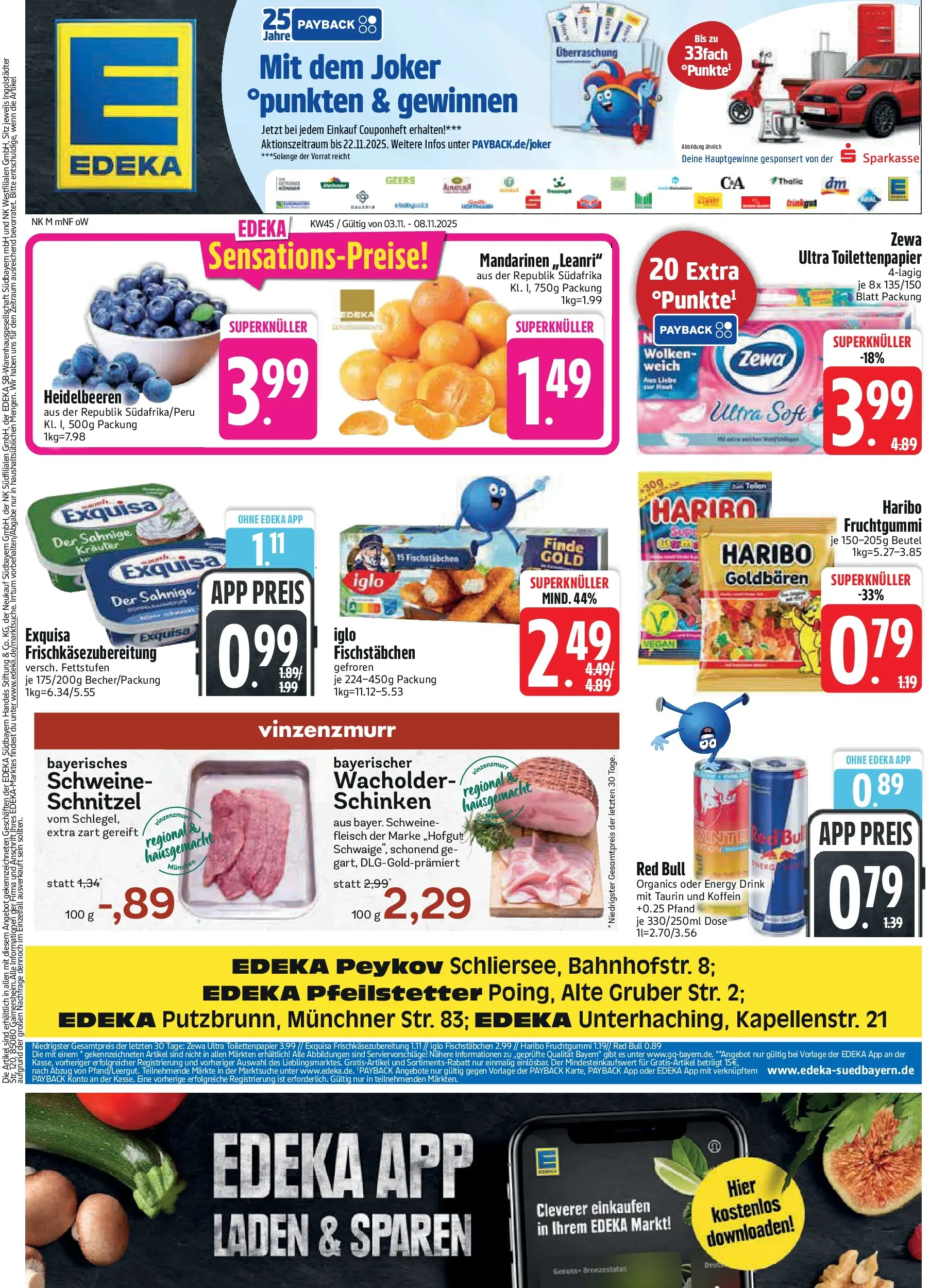 Edeka prospekt Haar	 (ab 02.11.2025) » Angebote Online | Seite: 1 | Produkte: Red bull, Iglo, Schnitzel, Schweinefleisch