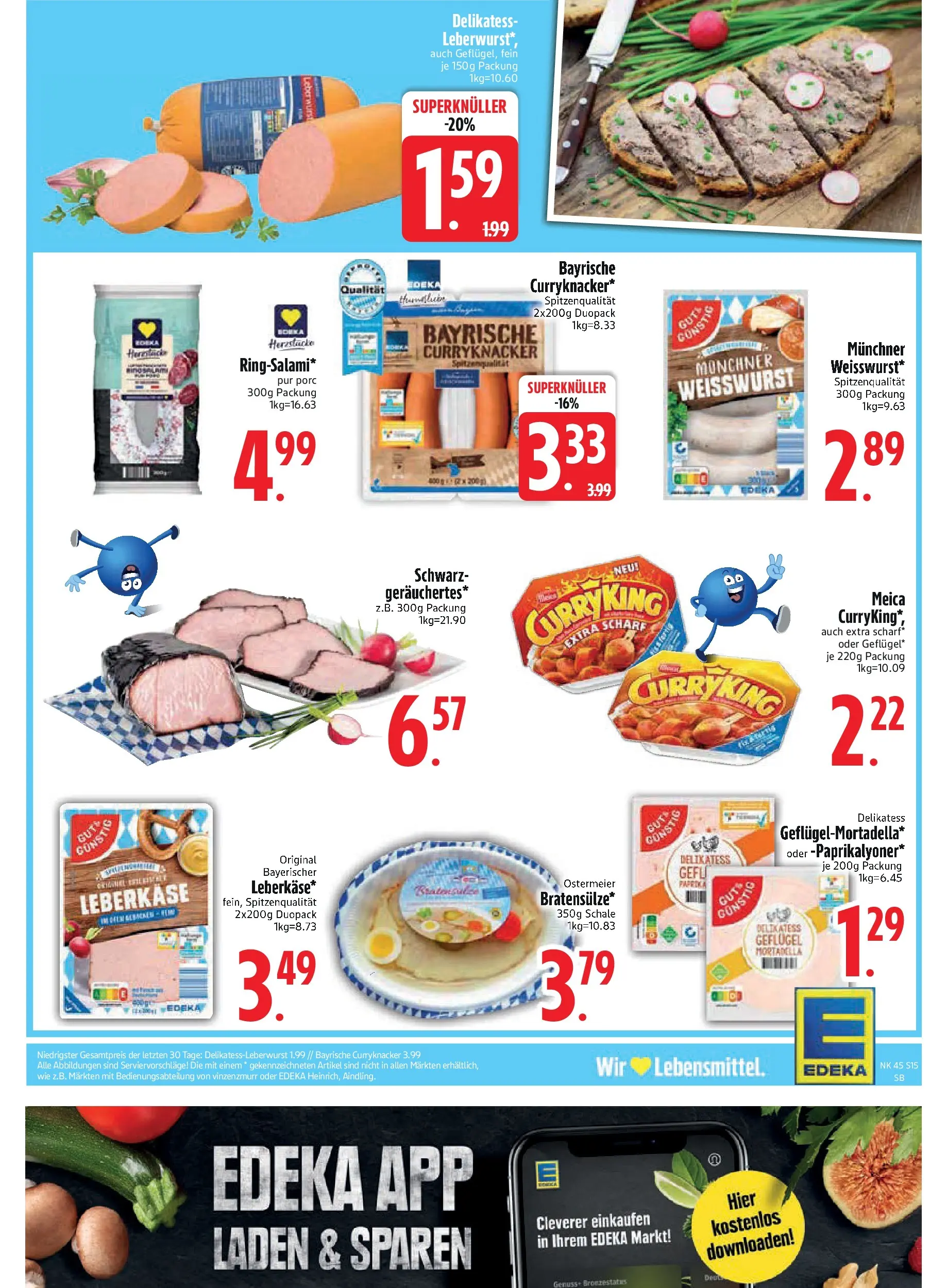 Edeka prospekt Bodenwöhr	 (ab 03.11.2025) » Angebote Online | Seite: 15 | Produkte: Weißwurst, Paprika, Salami, Leberkase