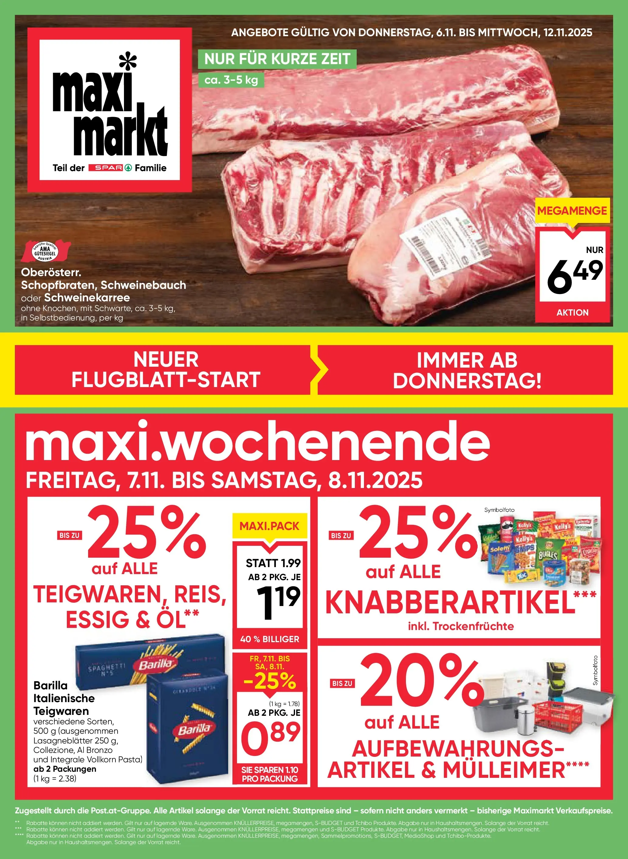 Maximarkt Vöcklabruck, Wels von 06.11.2025 - Aktuelle Angebote | Seite: 1 | Produkte: Pasta, Hajdina liszt, Öl