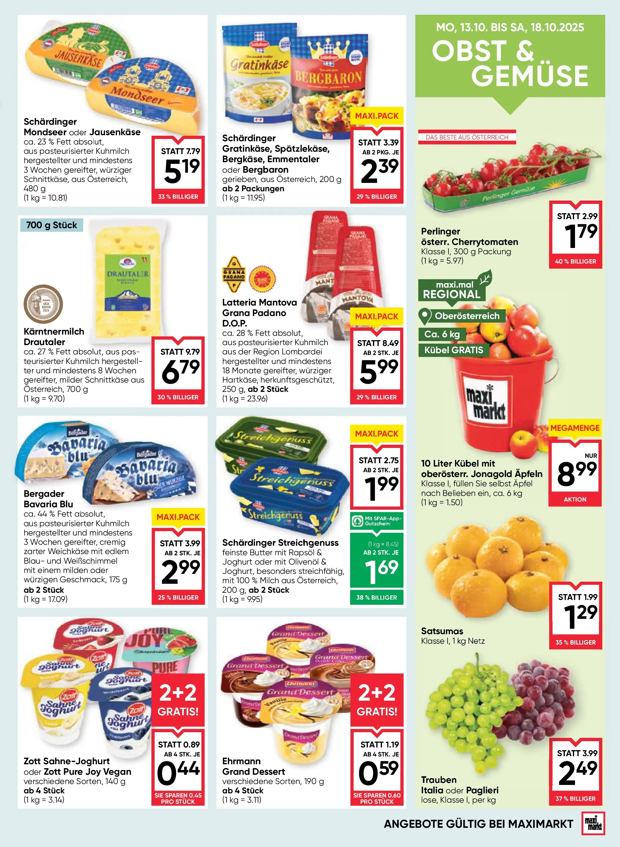 Maximarkt Vöcklabruck, Wels von 06.11.2025 - Aktuelle Angebote | Seite: 11 | Produkte: Sahne, Gemüse, Joghurt, Äpfel