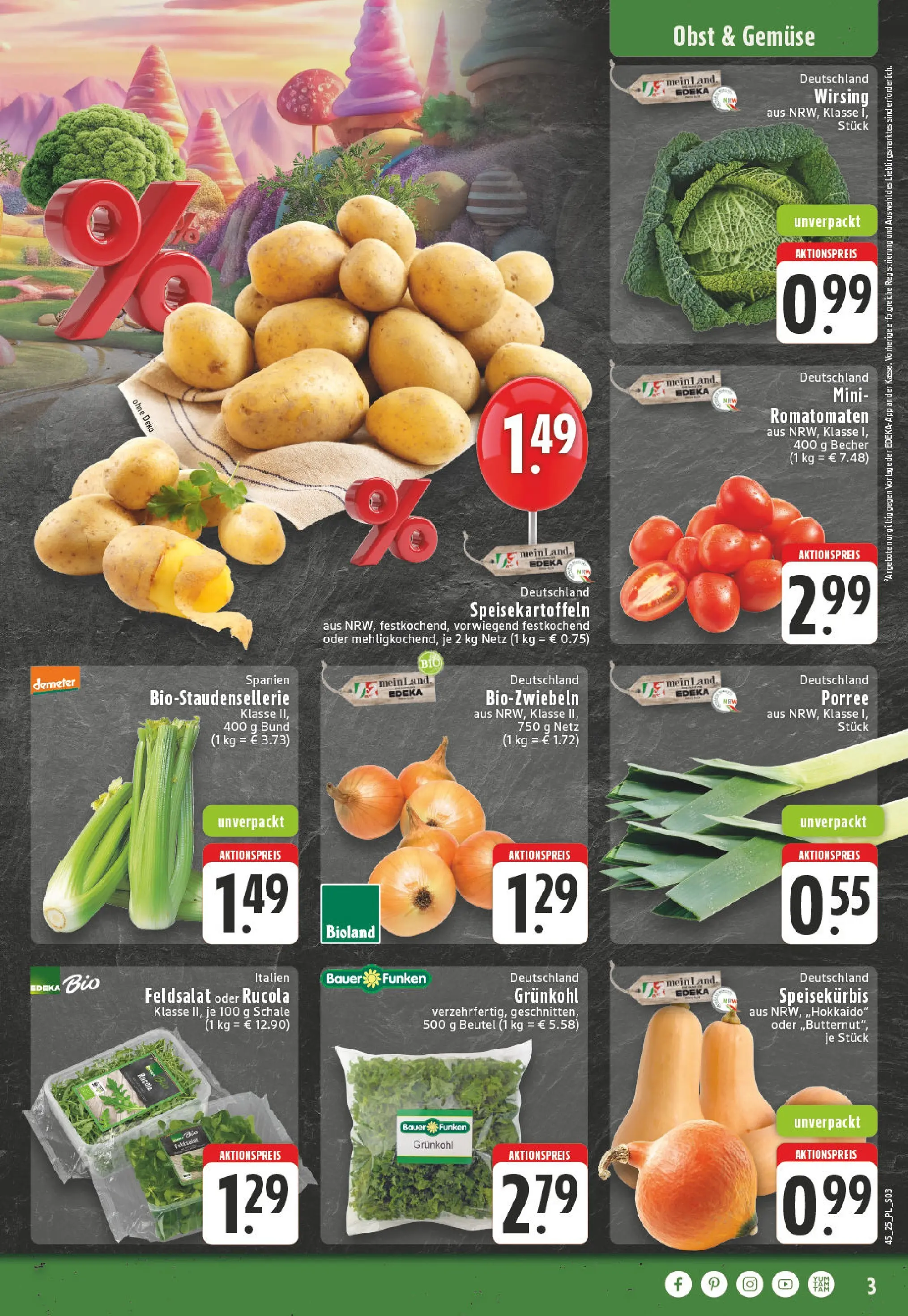 Edeka prospekt Moers-Rheinkamp	 (ab 02.11.2025) » Angebote Online | Seite: 3 | Produkte: Rucola, Gemüse, Obst