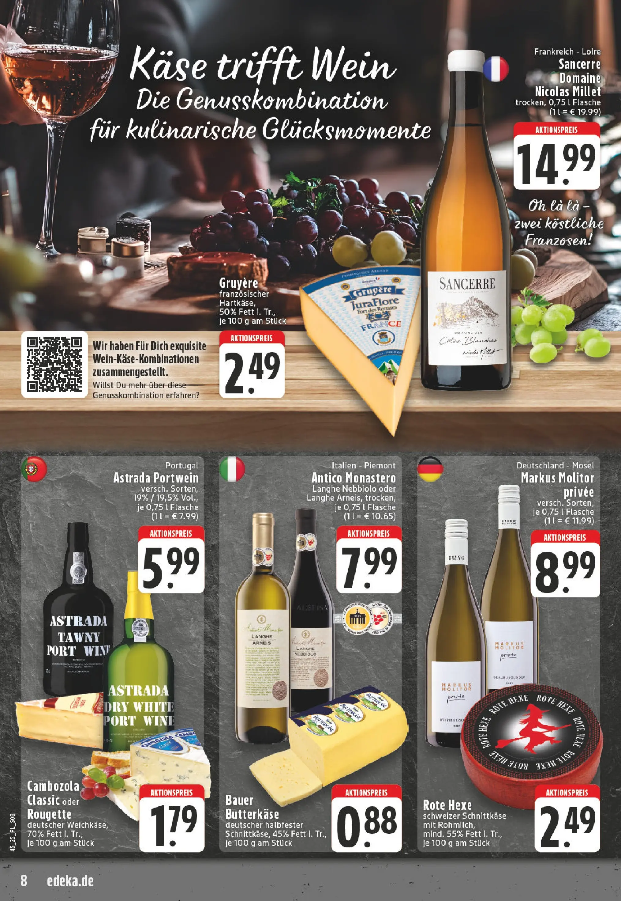 Edeka prospekt Moers-Rheinkamp	 (ab 02.11.2025) » Angebote Online | Seite: 8 | Produkte: Käse, Wein