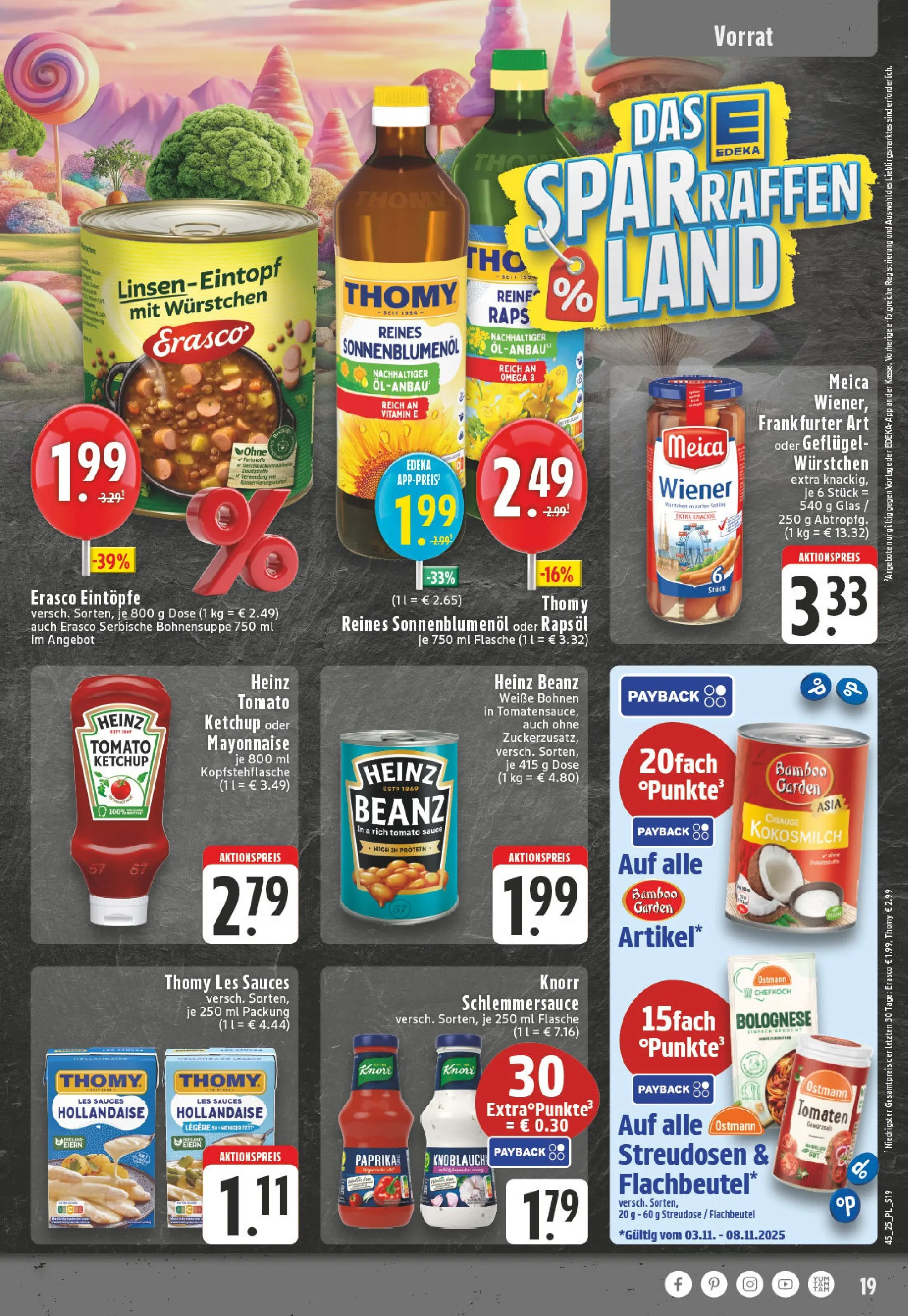 Edeka prospekt Moers-Rheinkamp	 (ab 02.11.2025) » Angebote Online | Seite: 19 | Produkte: Sonnenblumenol, Heinz ketchup, Meica, Mayonnaise