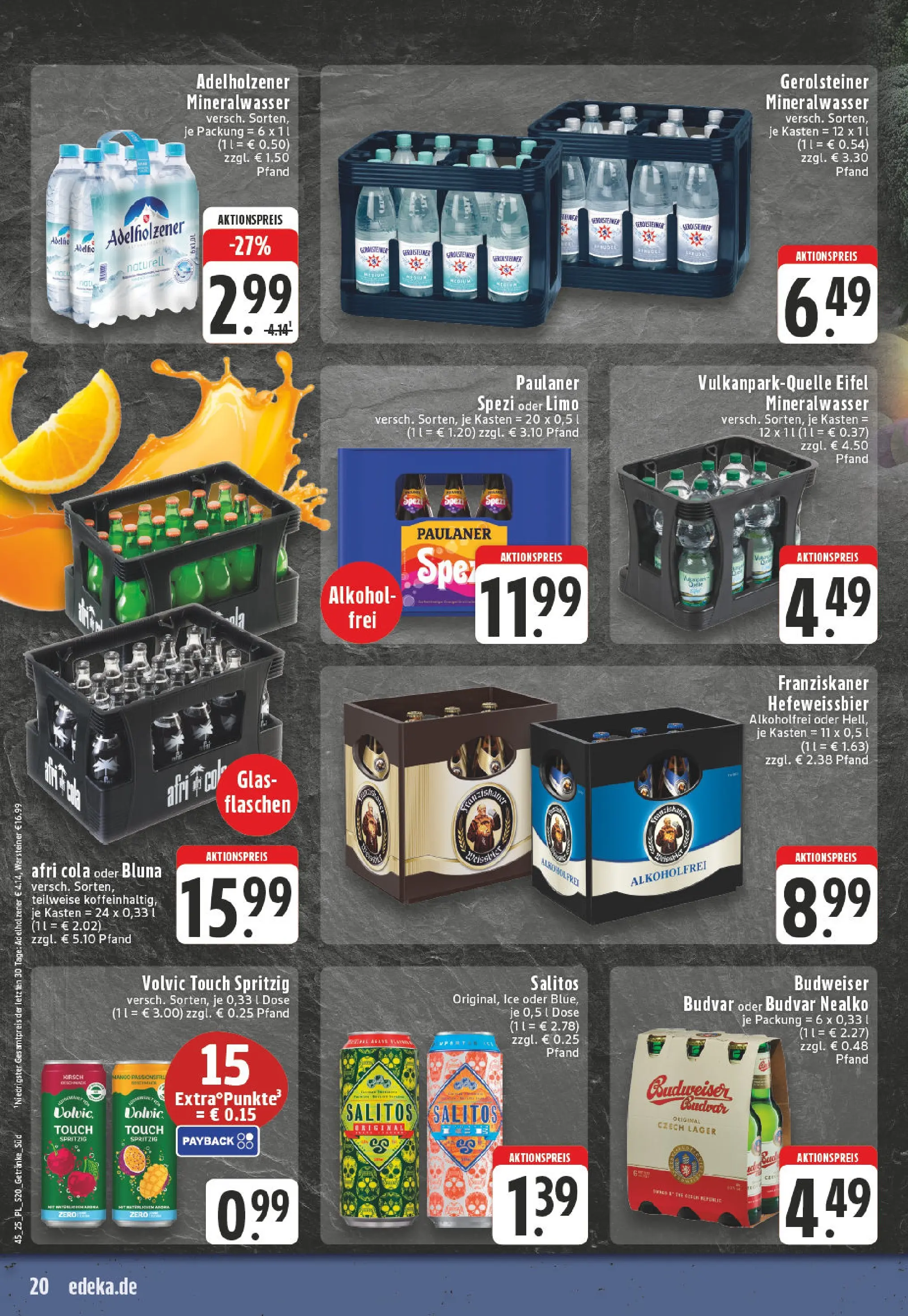 Edeka prospekt Bornheim	 (ab 02.11.2025) » Angebote Online | Seite: 20 | Produkte: Paulaner spezi, Adelholzener, Warsteiner, Budweiser