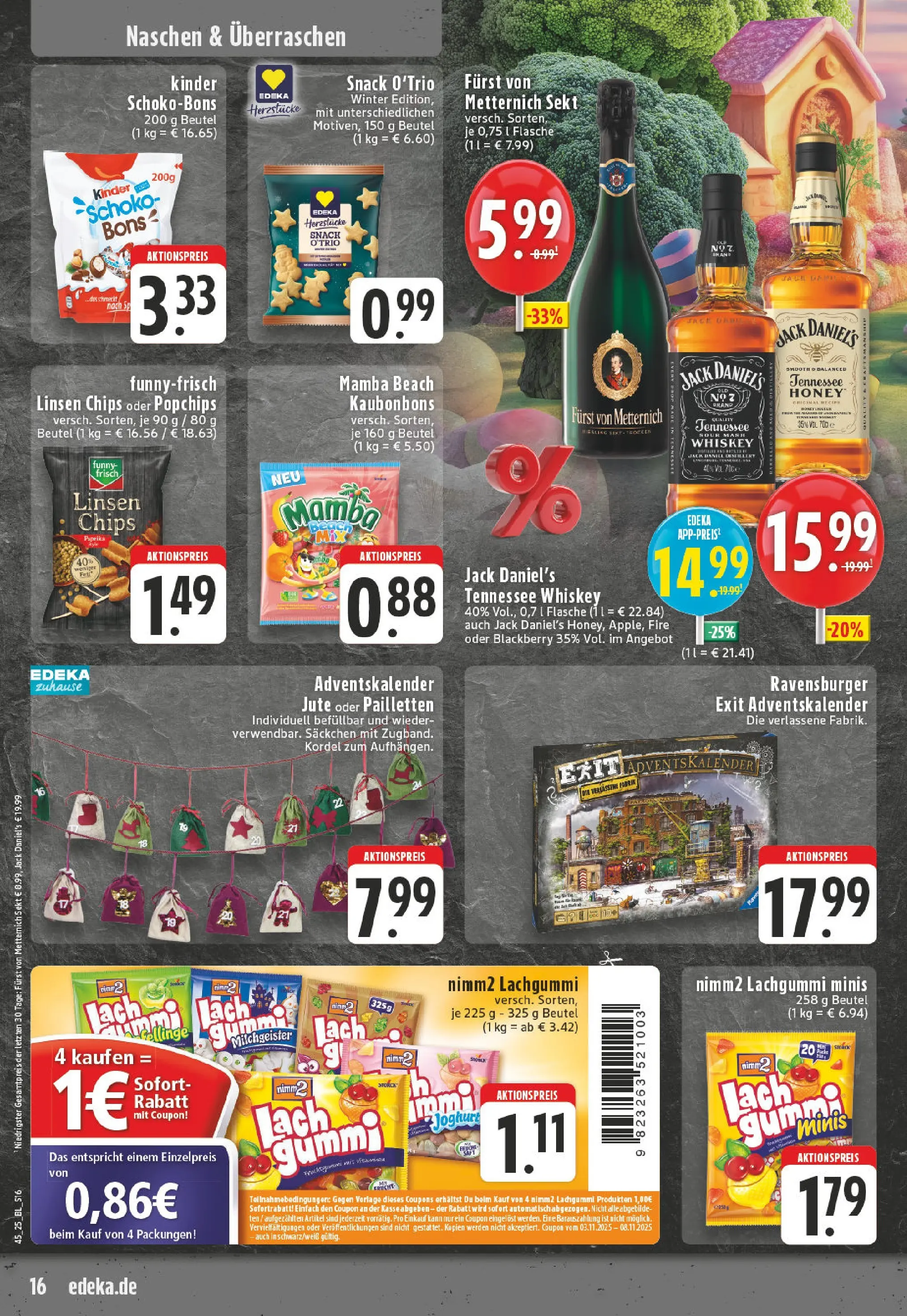 Edeka prospekt Remagen	 (ab 02.11.2025) » Angebote Online | Seite: 16 | Produkte: Sekt, Jack Daniel's, Paprika, Whiskey