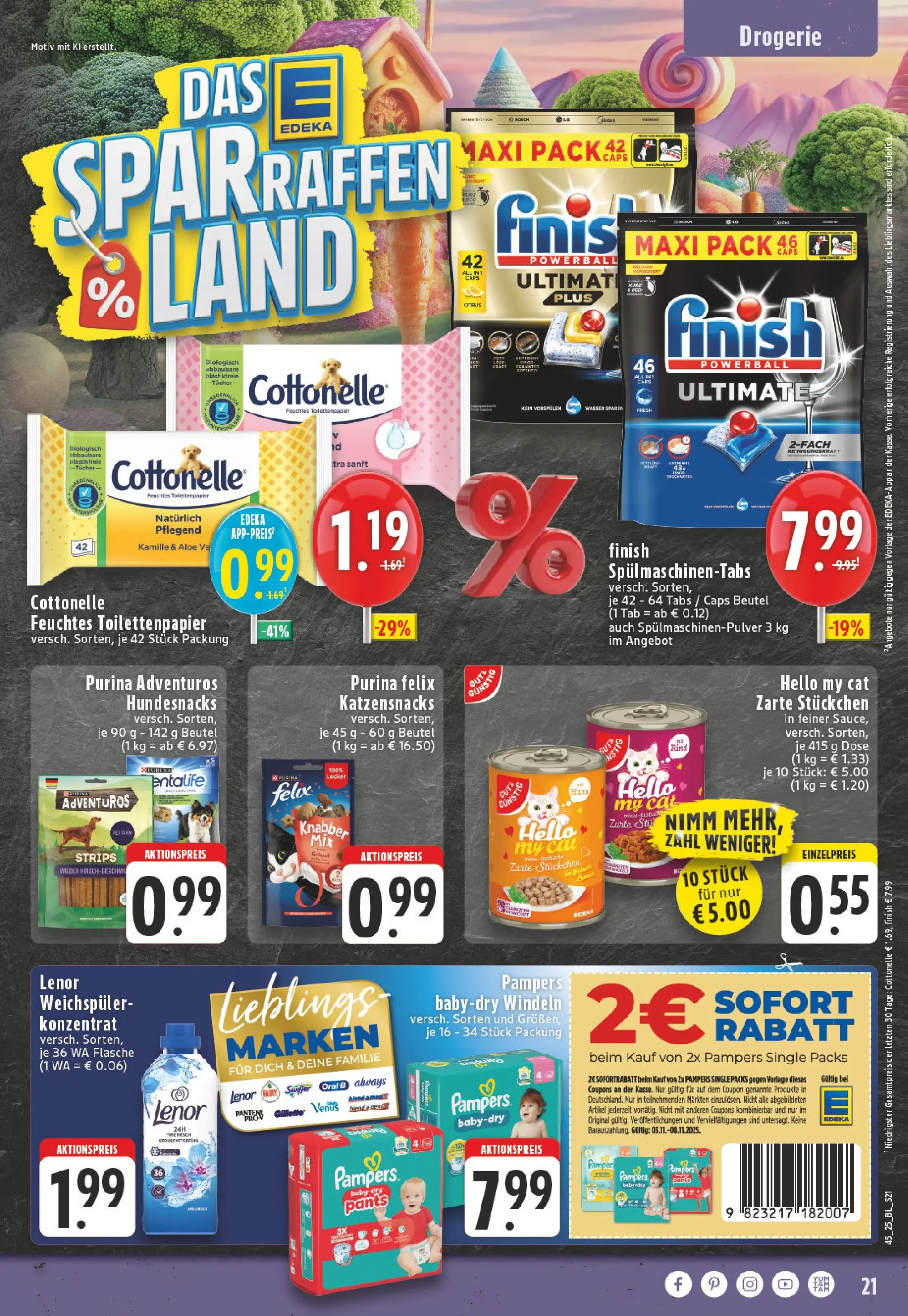 Edeka prospekt Remagen	 (ab 02.11.2025) » Angebote Online | Seite: 21 | Produkte: Lenor, Finish, Weichspüler, Feuchtes Toilettenpapier