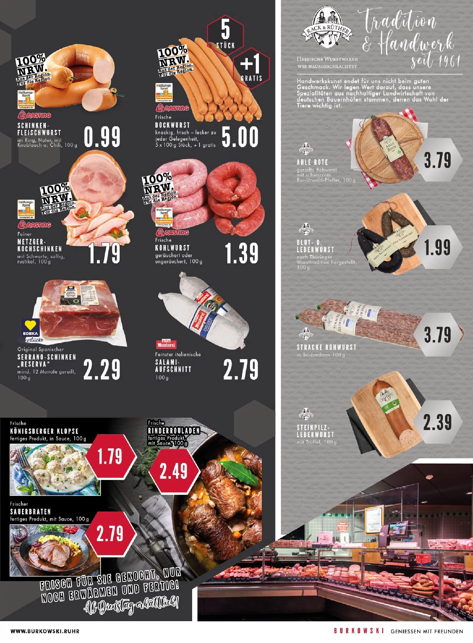 Edeka prospekt Essen	 (ab 02.11.2025) » Angebote Online | Seite: 5 | Produkte: Rinderrouladen, Bockwurst, Salami, Schinken
