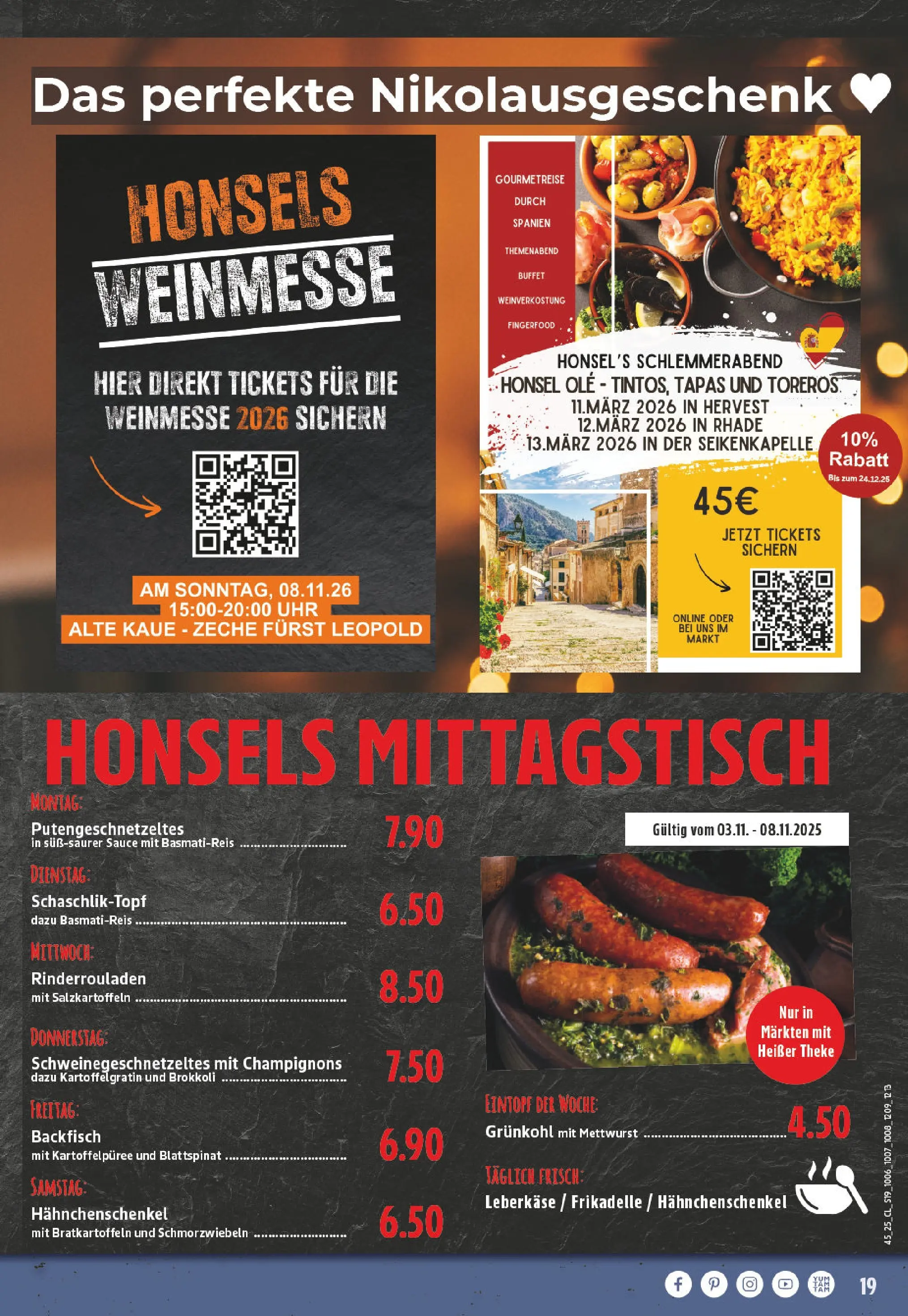 Edeka prospekt Dorsten	 (ab 02.11.2025) » Angebote Online | Seite: 19 | Produkte: Rinderrouladen, Hahnchenschenkel, Uhr, Leberkase