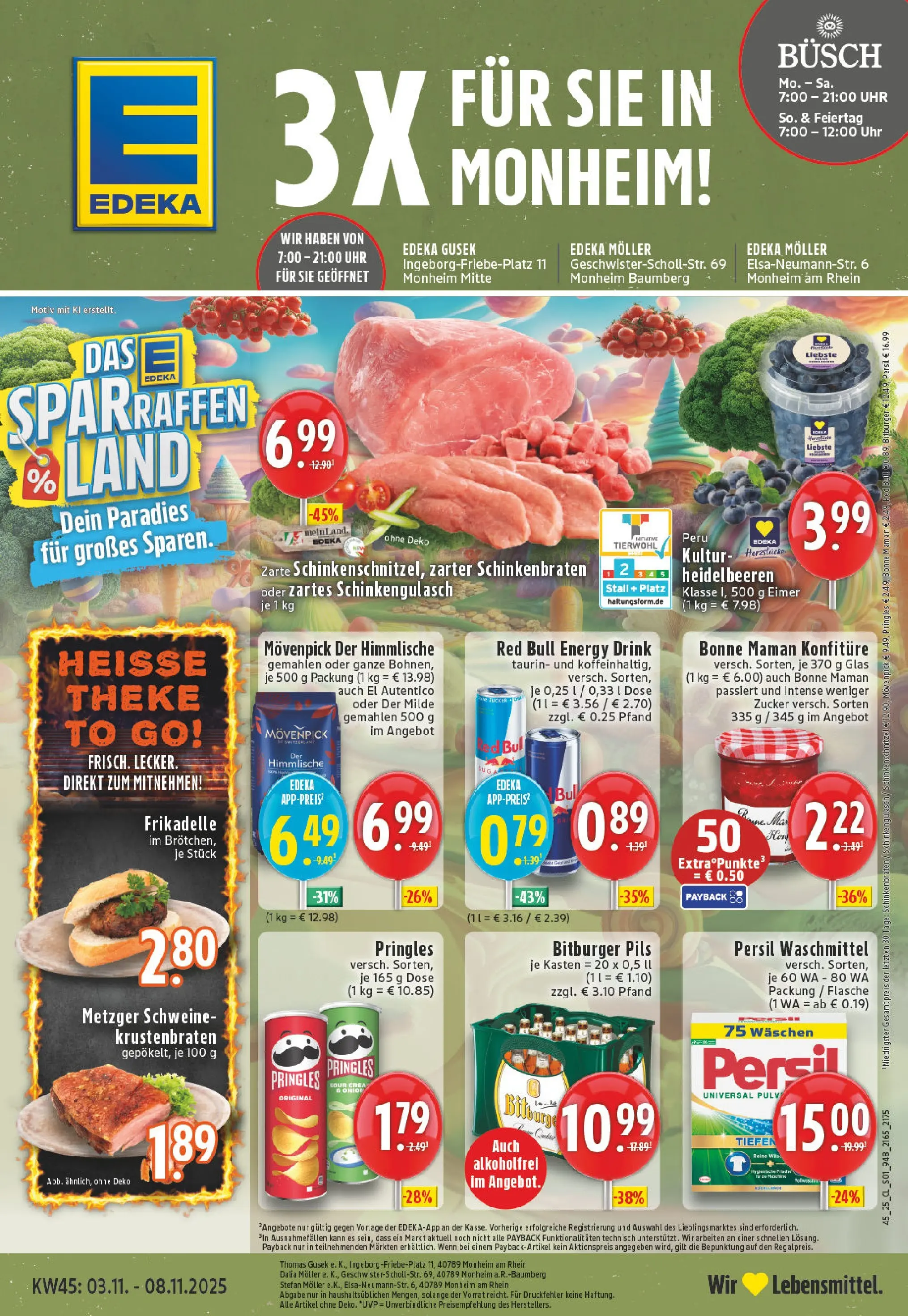 Edeka prospekt Monheim Am Rhein	 (ab 02.11.2025) » Angebote Online | Seite: 1 | Produkte: Red bull, Theke, Zucker, Uhr