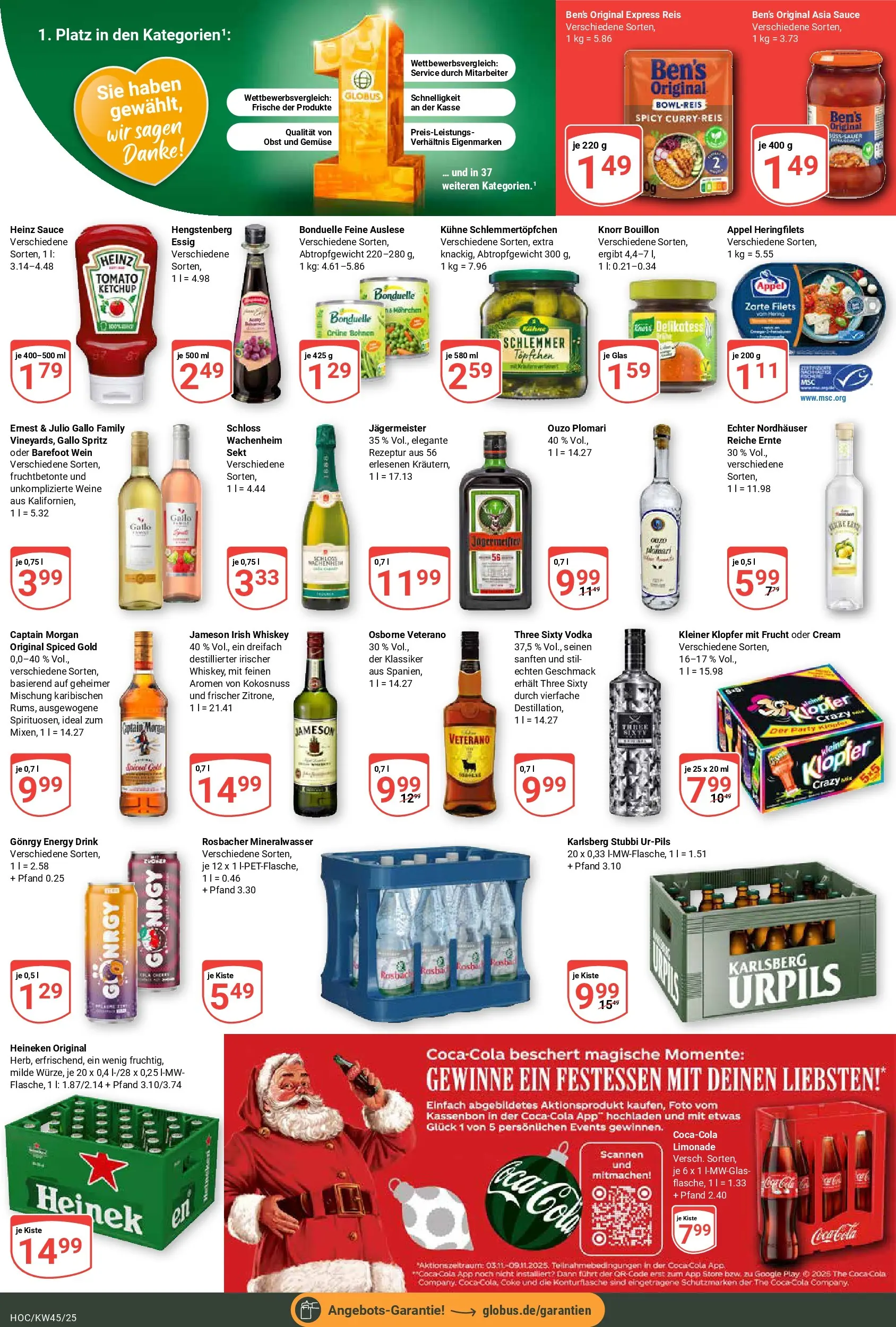 Globus prospekt Hockenheim	 (ab 02.11.2025) » Angebote online | Seite: 4 | Produkte: Coca cola, Wein, Vodka, Ouzo plomari