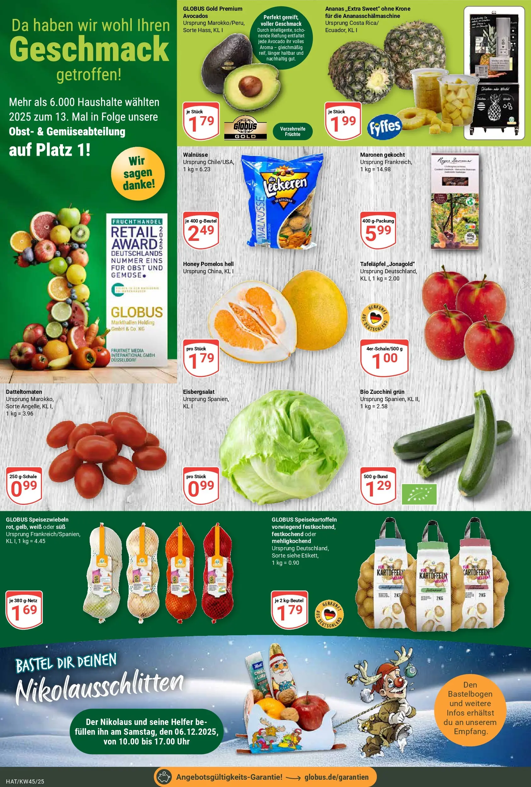 Globus prospekt Hattersheim	 (ab 02.11.2025) » Angebote online | Seite: 6 | Produkte: Ananas, Avocado, Kartoffeln, Gemüse
