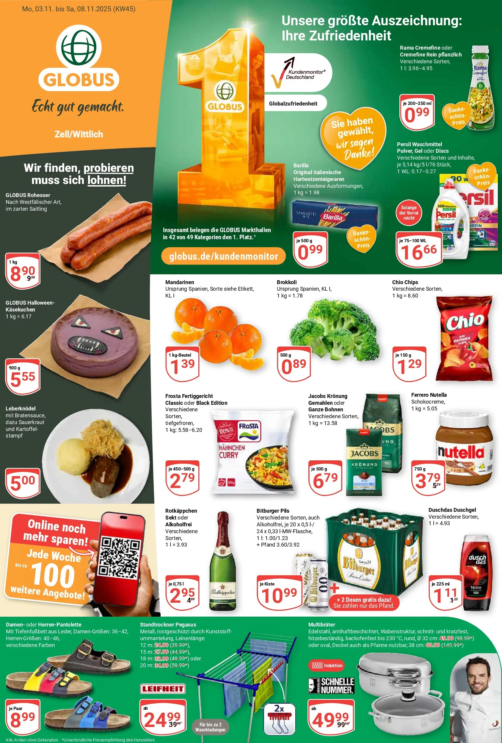 Globus prospekt Zell/mosel	 (ab 02.11.2025) » Angebote online | Seite: 1 | Produkte: Barilla, Nutella, Duschdas, Brokkoli