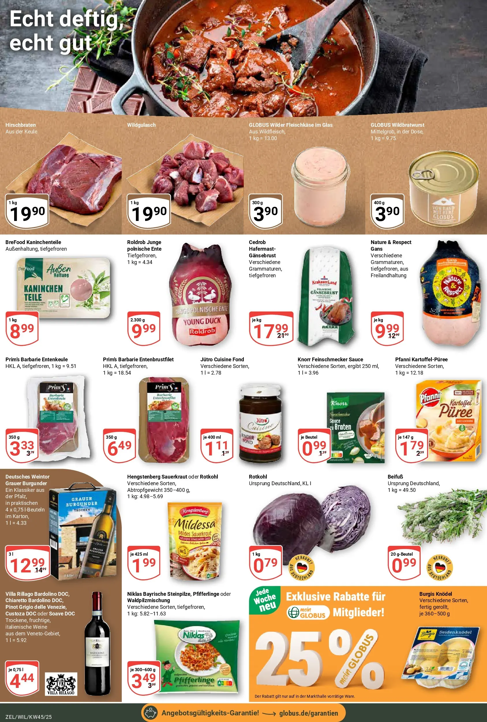 Globus prospekt Zell/mosel	 (ab 02.11.2025) » Angebote online | Seite: 10 | Produkte: Rotkohl, Kaninchen, Pfifferlinge, Ente