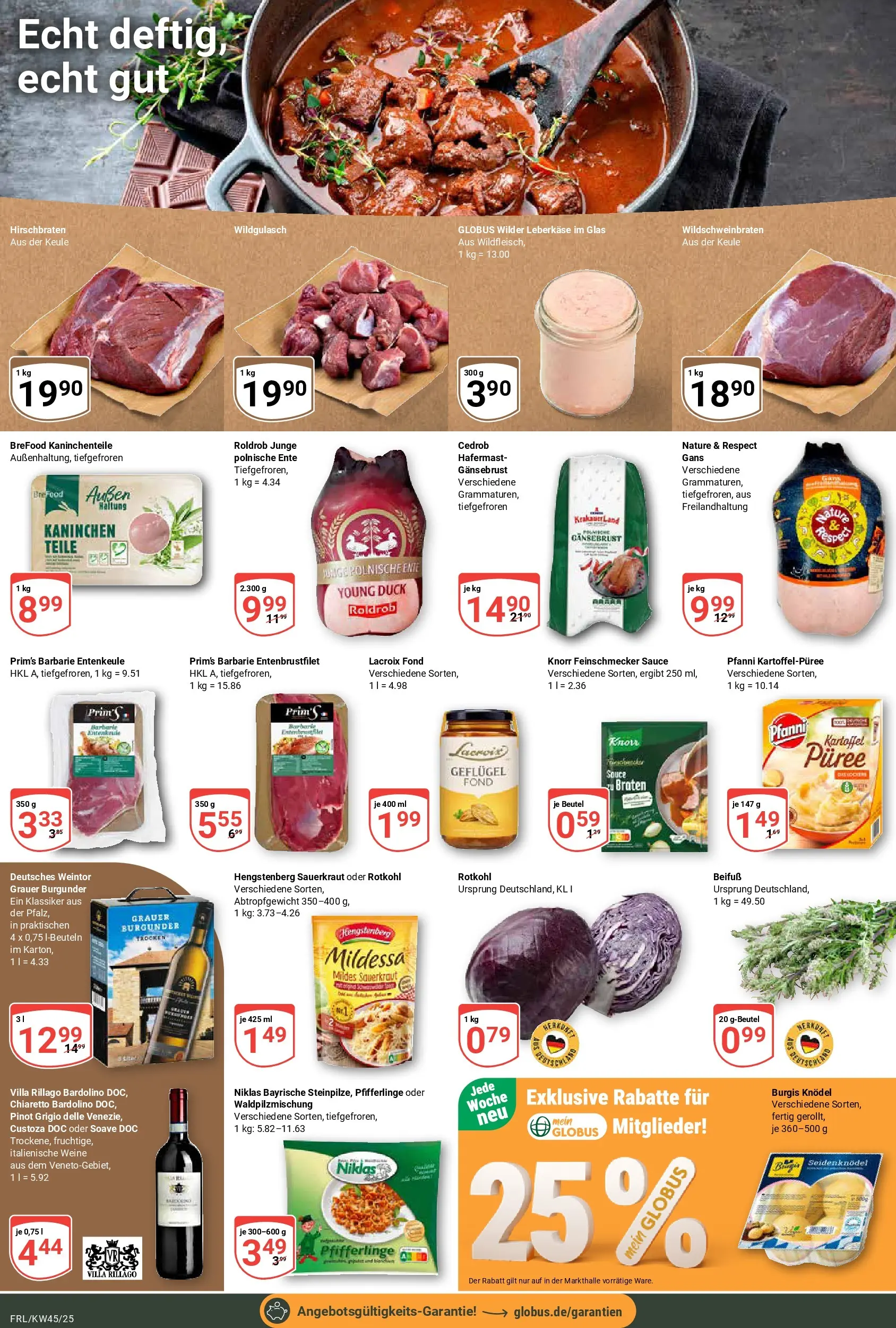 Globus prospekt Freilassing	 (ab 02.11.2025) » Angebote online | Seite: 11 | Produkte: Rotkohl, Kaninchen, Knorr, Pfifferlinge