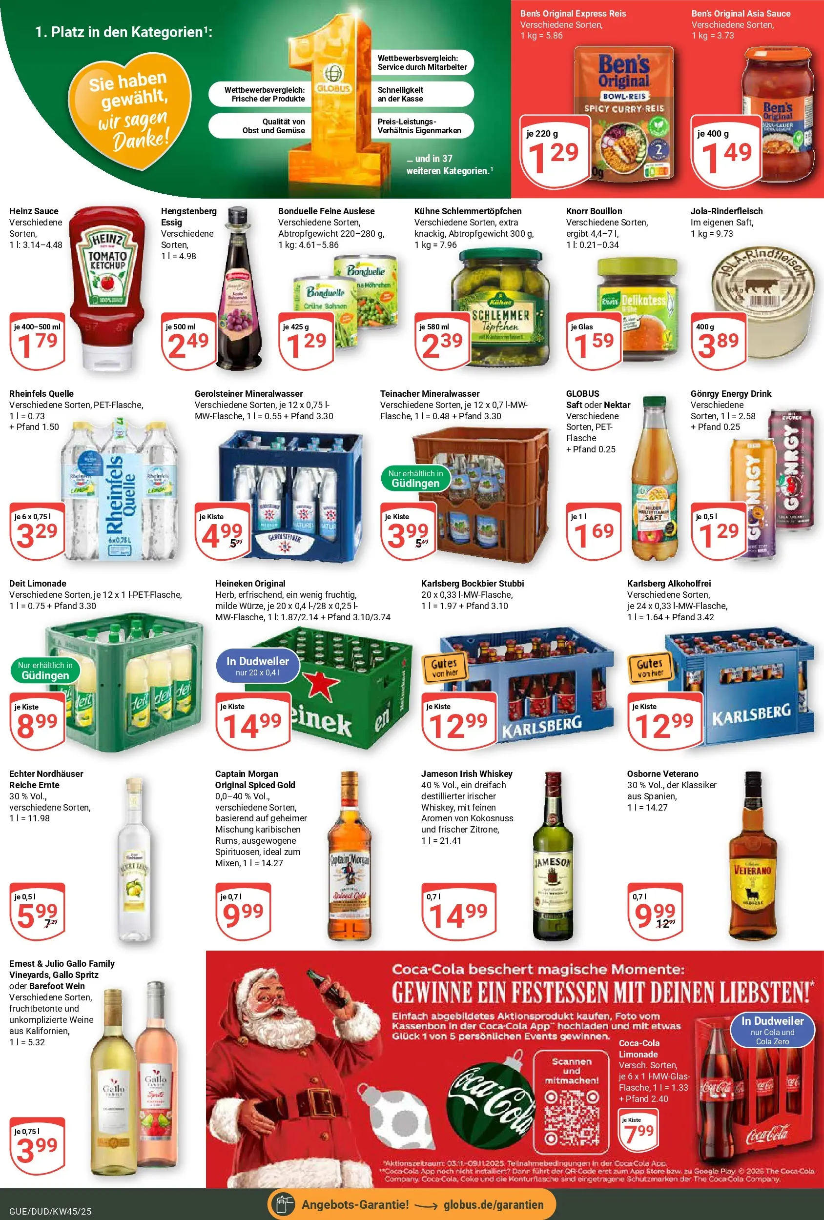 Globus prospekt Saarbrücken-Güdingen	 (ab 02.11.2025) » Angebote online | Seite: 3 | Produkte: Mineralwasser, Gemüse, Wein, Whiskey