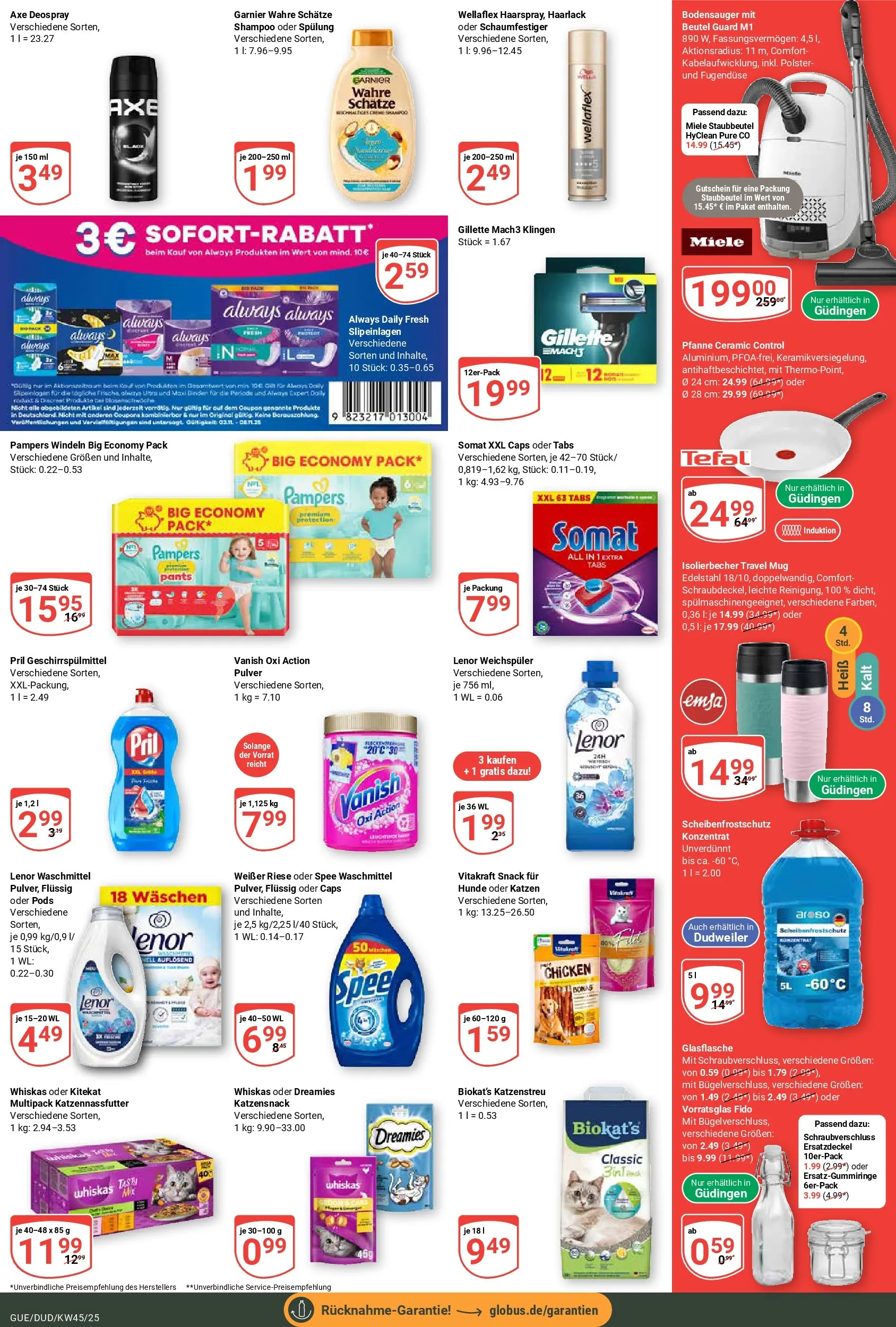 Globus prospekt Saarbrücken-Güdingen	 (ab 02.11.2025) » Angebote online | Seite: 4 | Produkte: Pampers, Waschmittel, Geschirrspülmittel, Axe